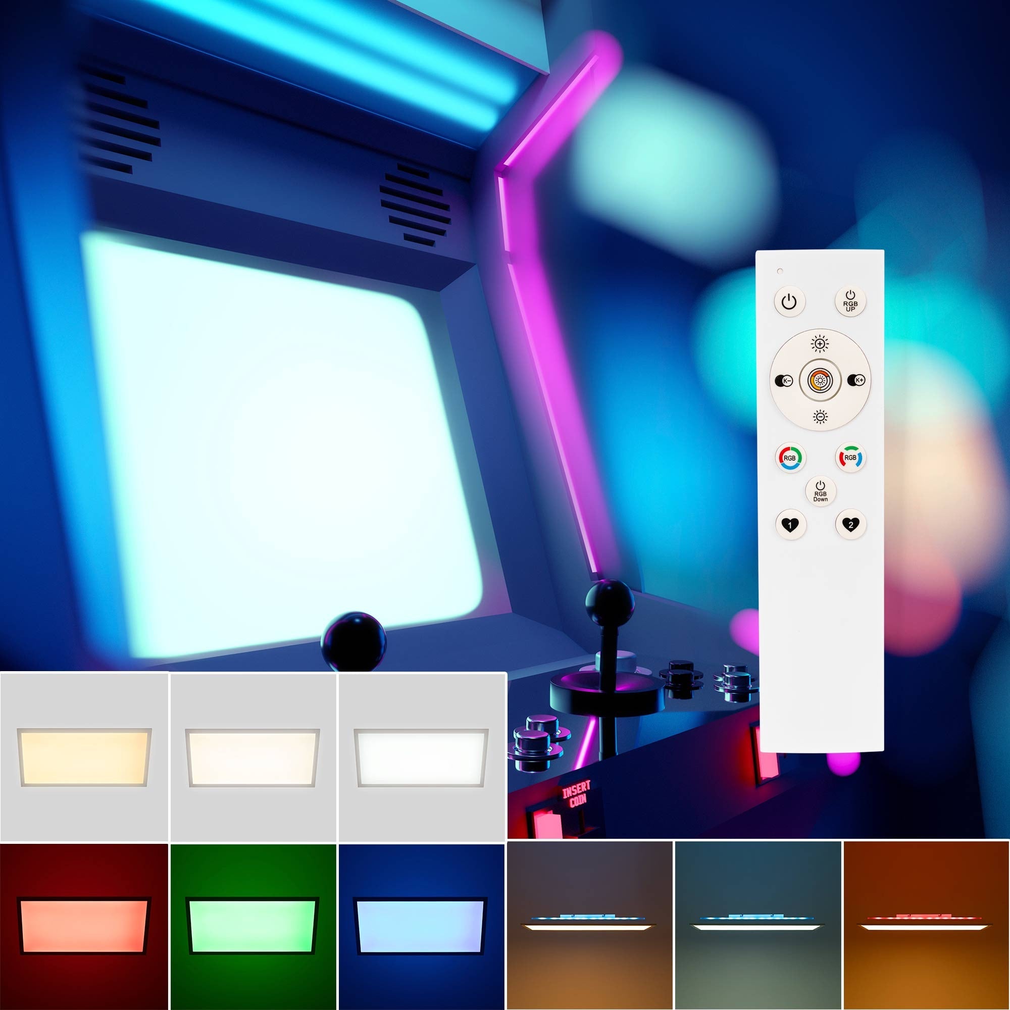 Plafón de techo LED Backlight - 60x30cm - 22W - CCT + 2RGB - Retroiluminado