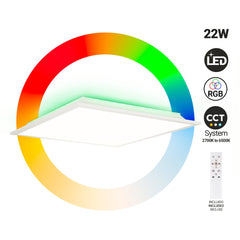 Plafón de techo LED Backlight - 45x45cm - 22W - CCT + 2RGB - Retroiluminado