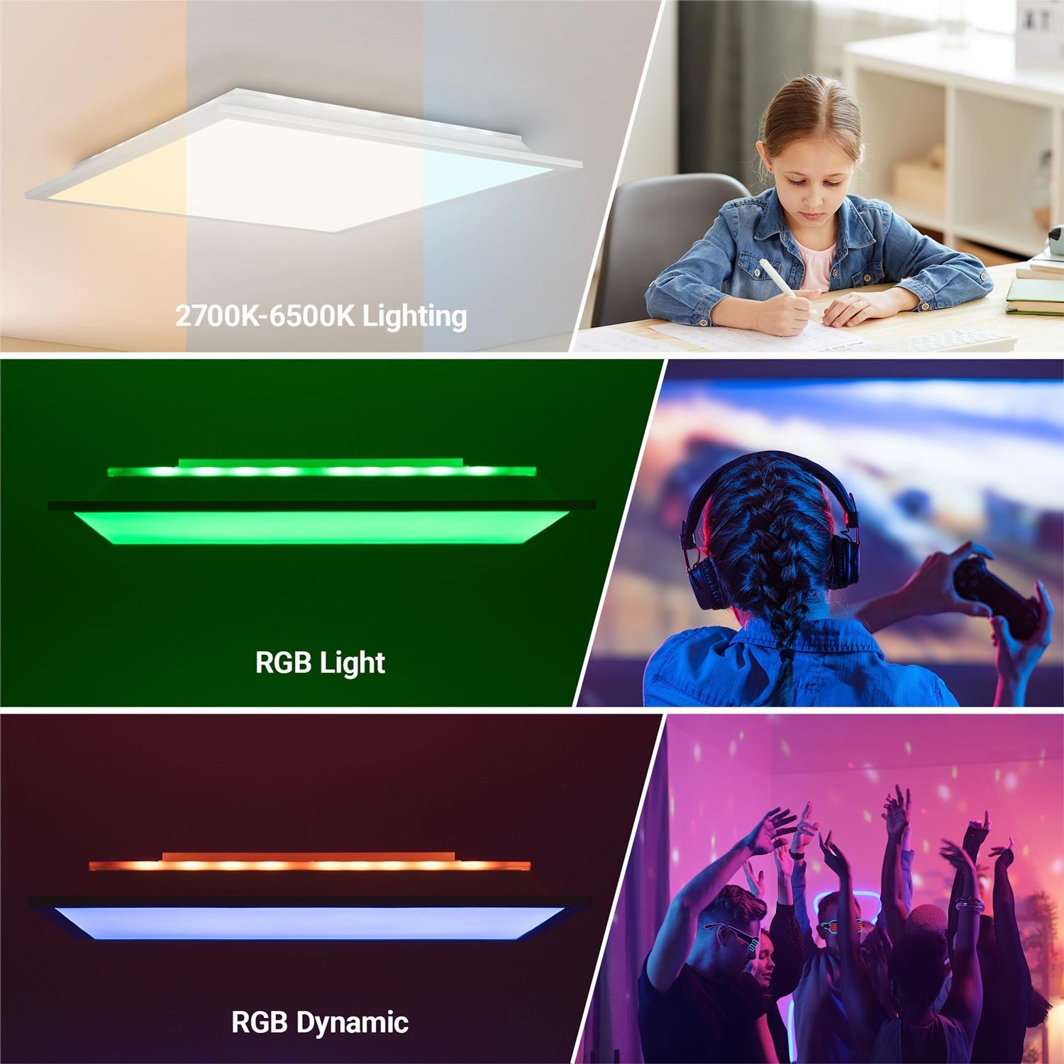 Plafón de techo LED Backlight - 45x45cm - 22W - CCT + 2RGB - Retroiluminado
