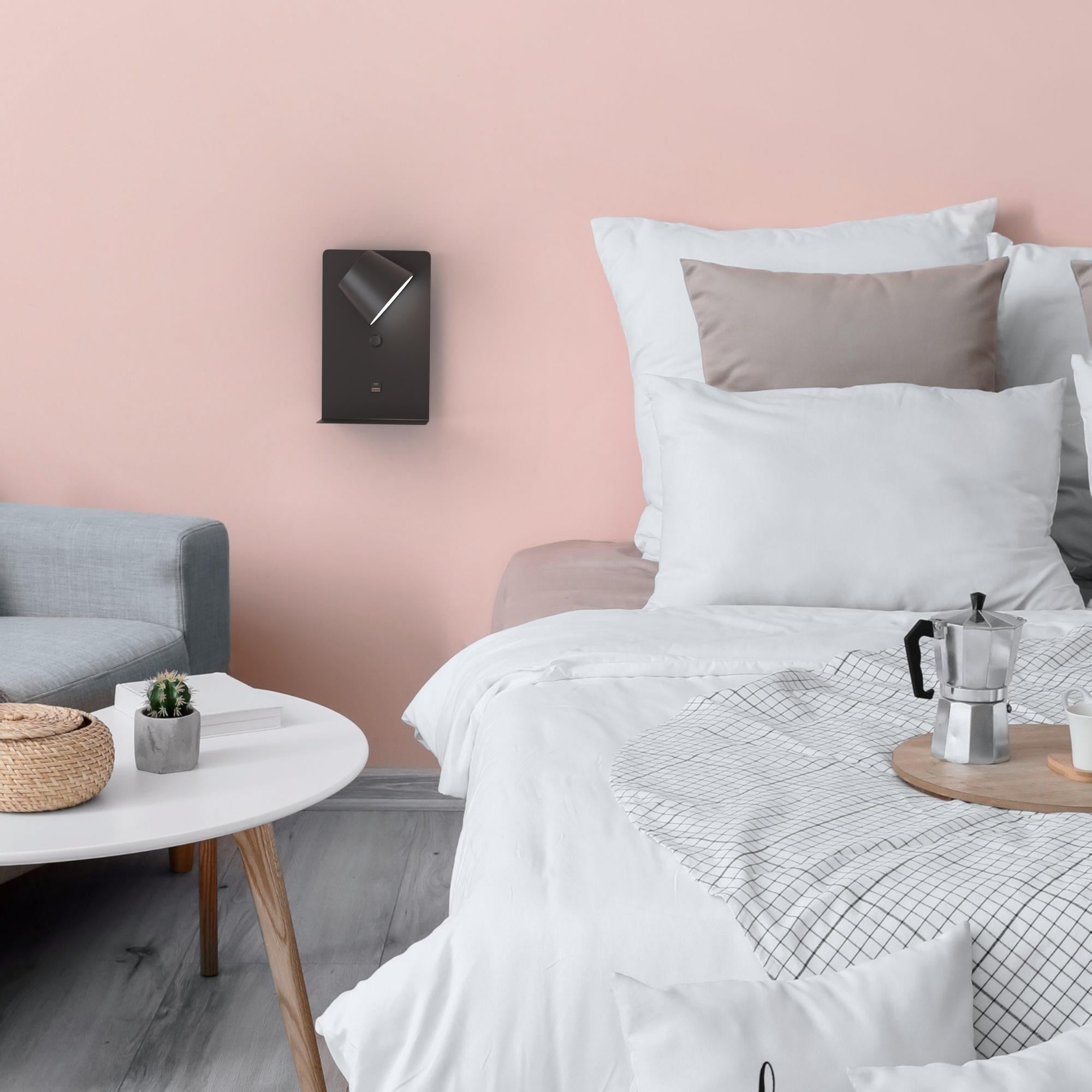 Aplique de pared para lectura "BASKOP" - Puerto USB + USB-C - 6W