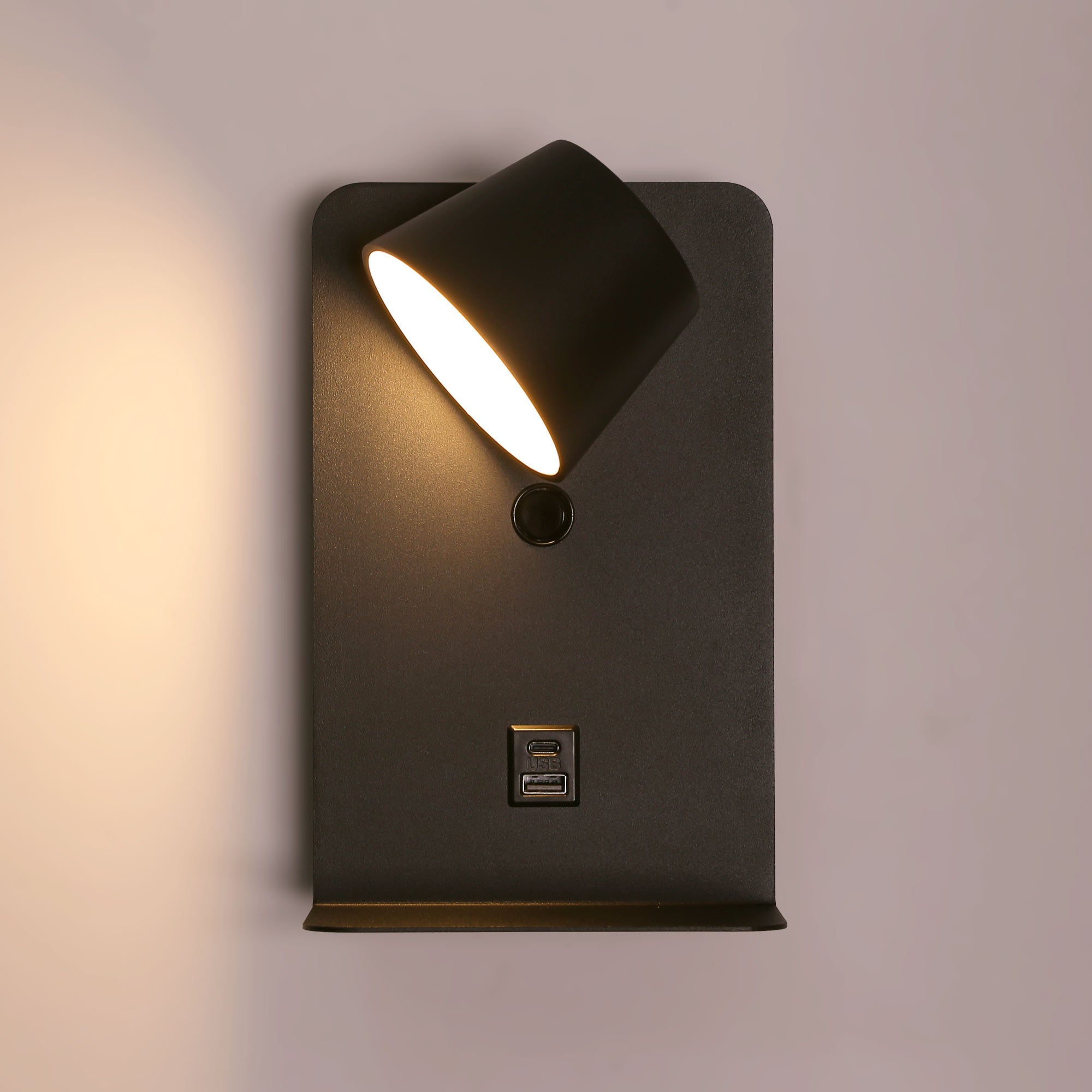 Aplique de pared para lectura "BASKOP" - Puerto USB + USB-C - 6W