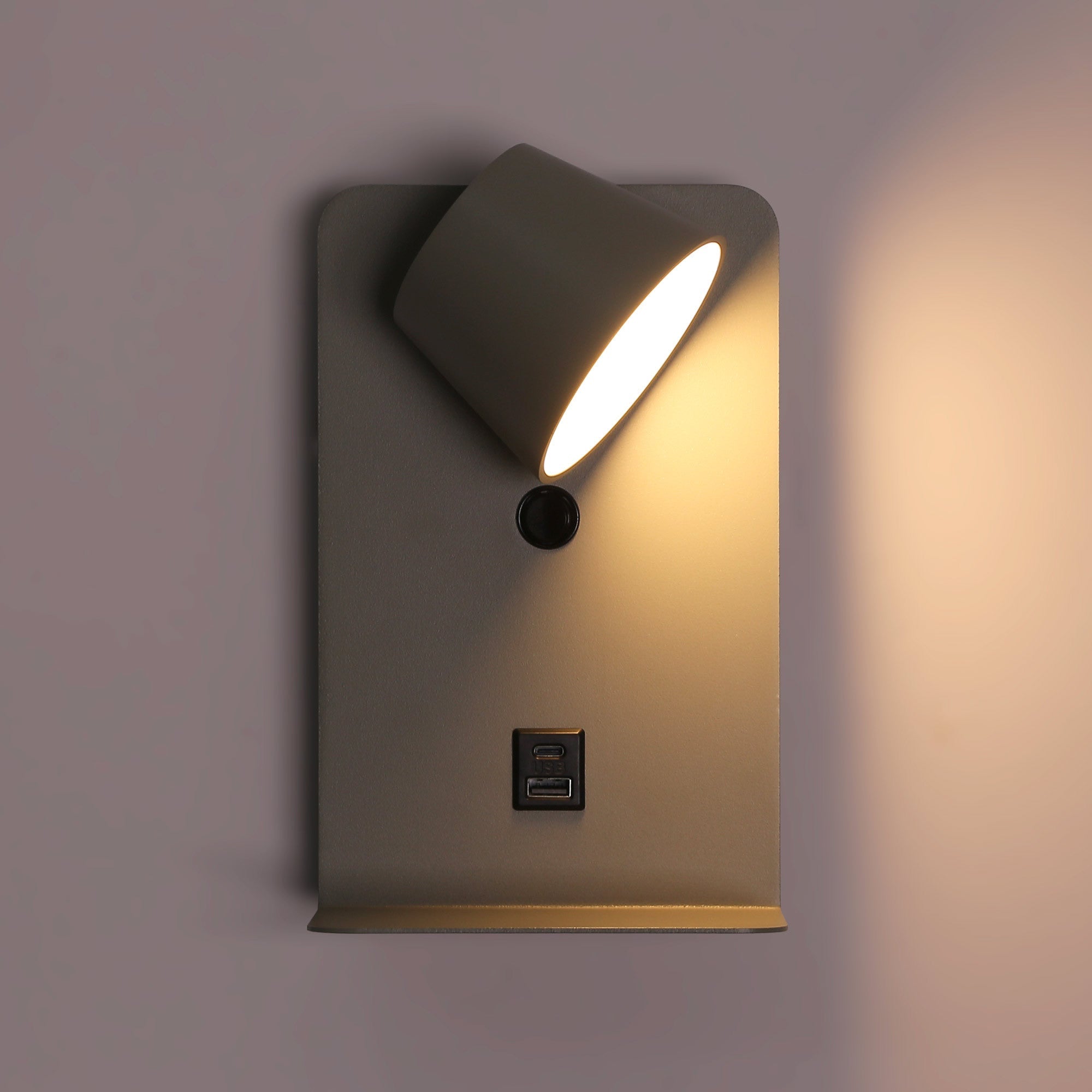 Aplique de pared para lectura "BASKOP" - Puerto USB + USB-C - 6W