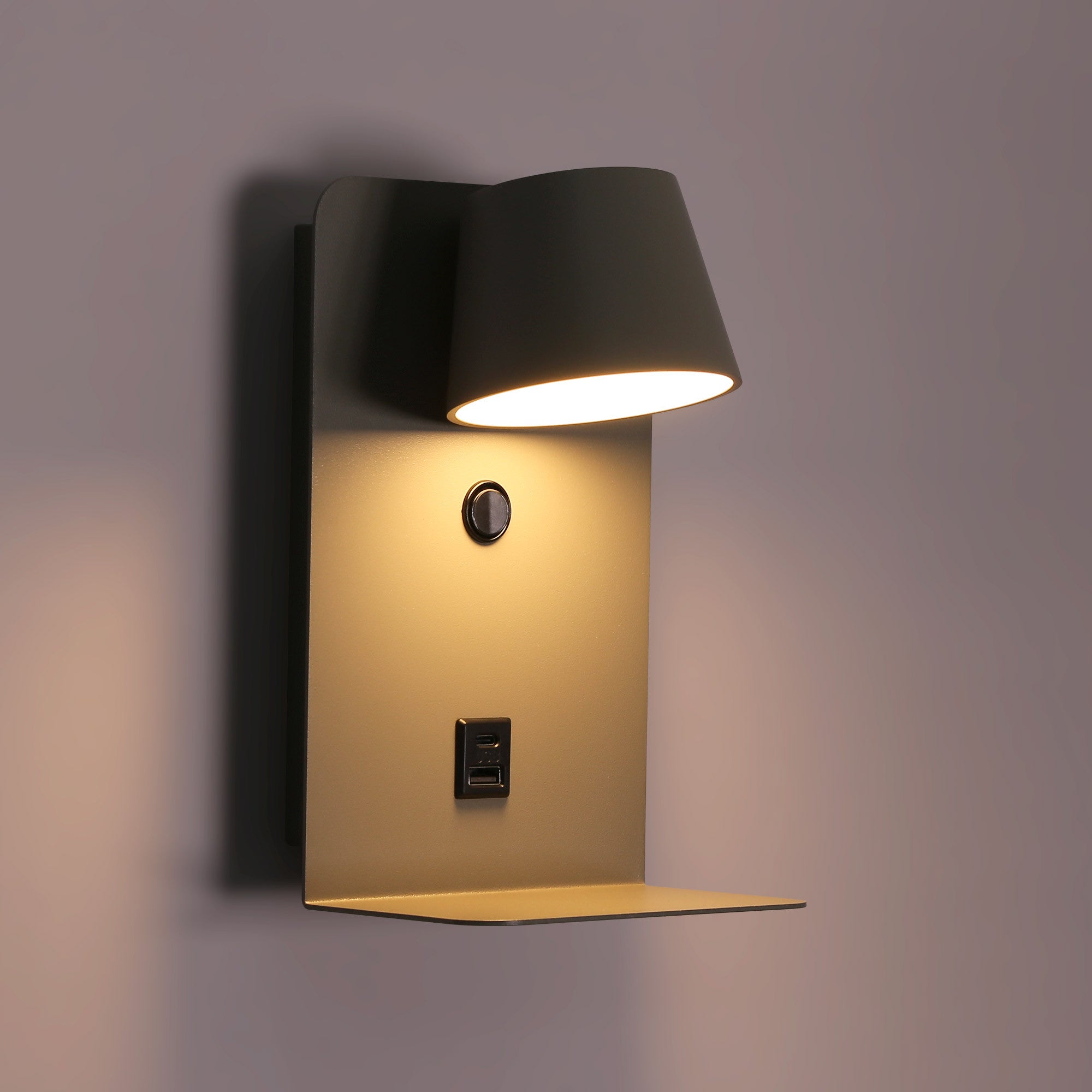 Aplique de pared para lectura "BASKOP" - Puerto USB + USB-C - 6W