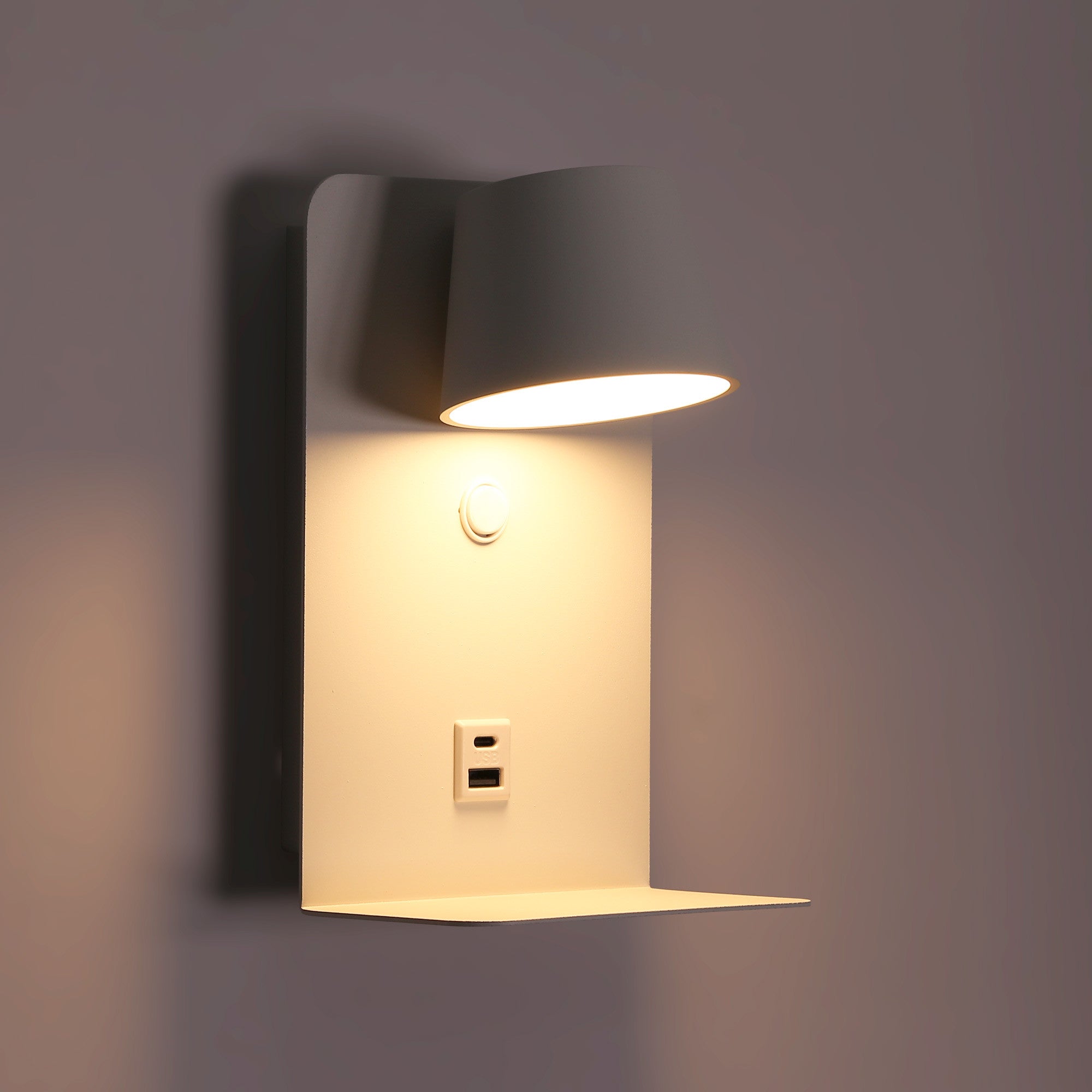 Aplique de pared para lectura "BASKOP" - Puerto USB + USB-C - 6W