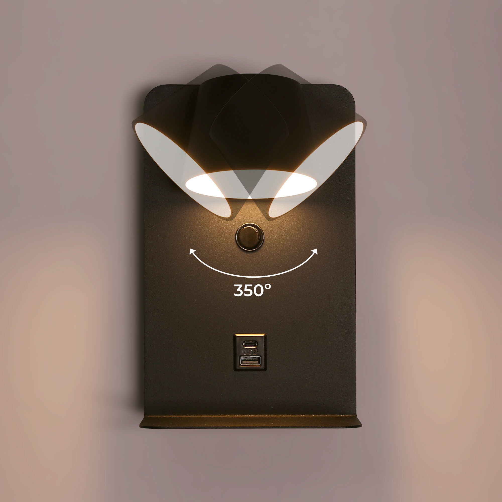 Aplique de pared para lectura "BASKOP" - Puerto USB + USB-C - 6W