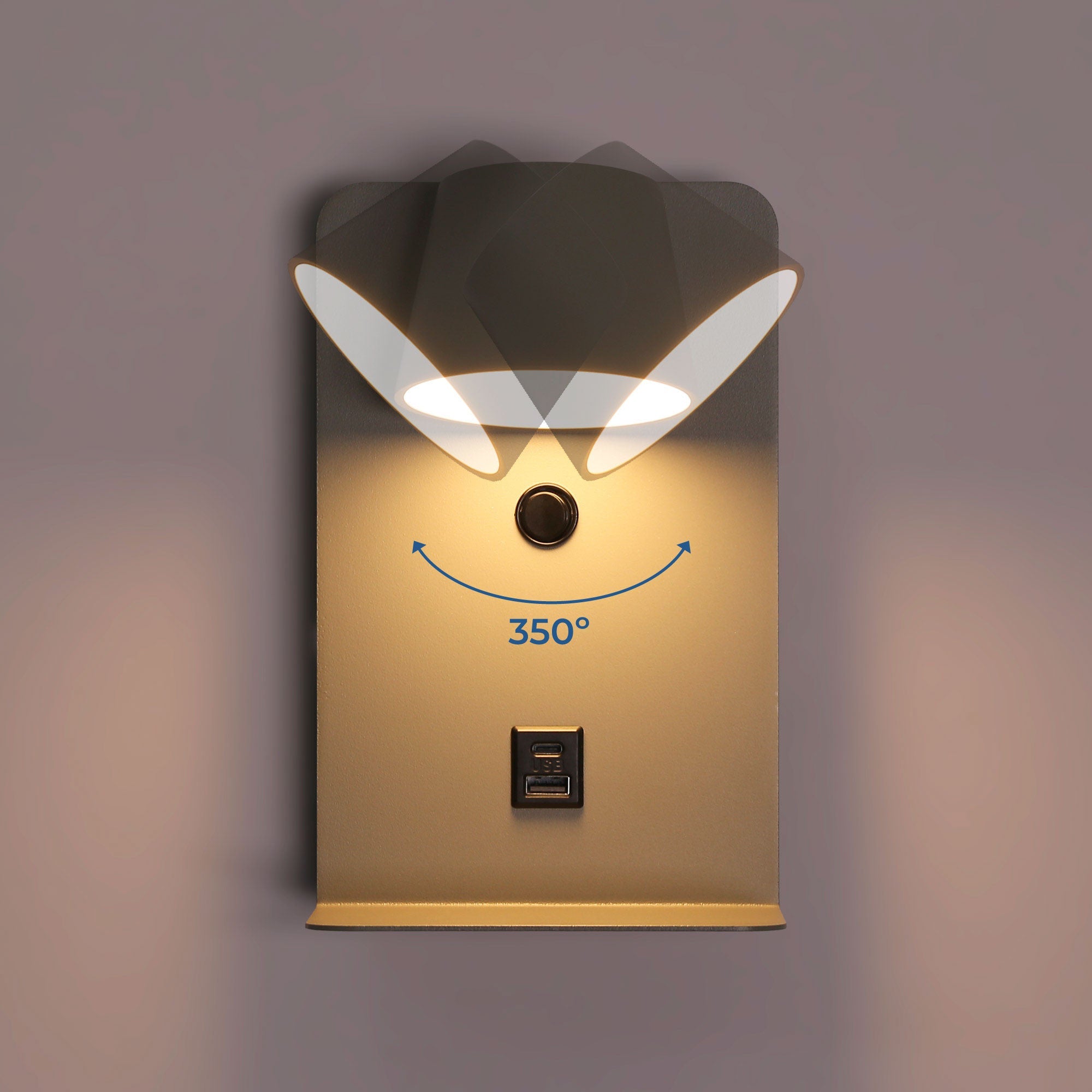 Aplique de pared para lectura "BASKOP" - Puerto USB + USB-C - 6W