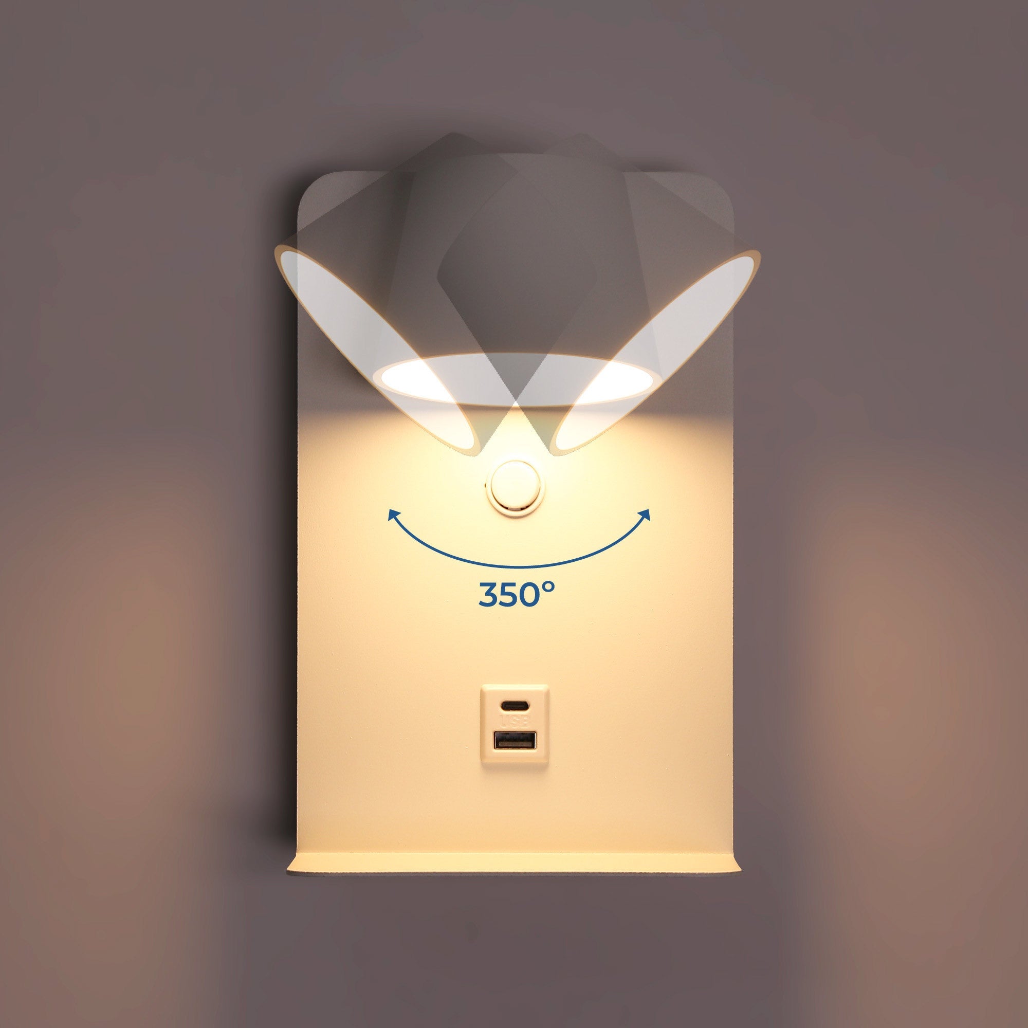 Aplique de pared para lectura "BASKOP" - Puerto USB + USB-C - 6W