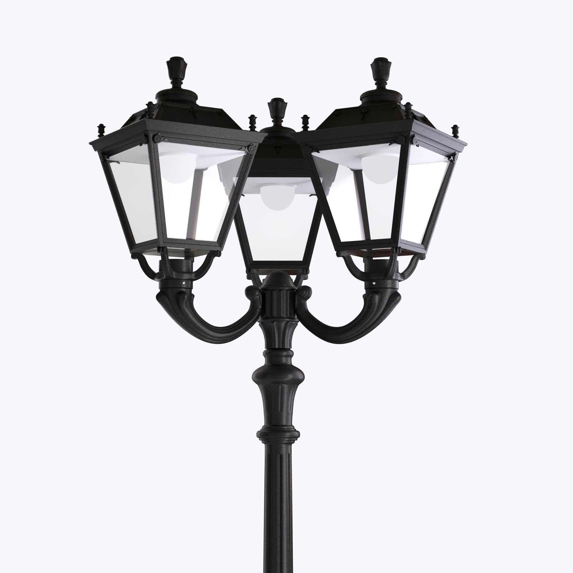 Poste de luz exterior Triple Farola "TOBIA" Fumagalli - CCT - 3 x 30W - 8 opciones - E27