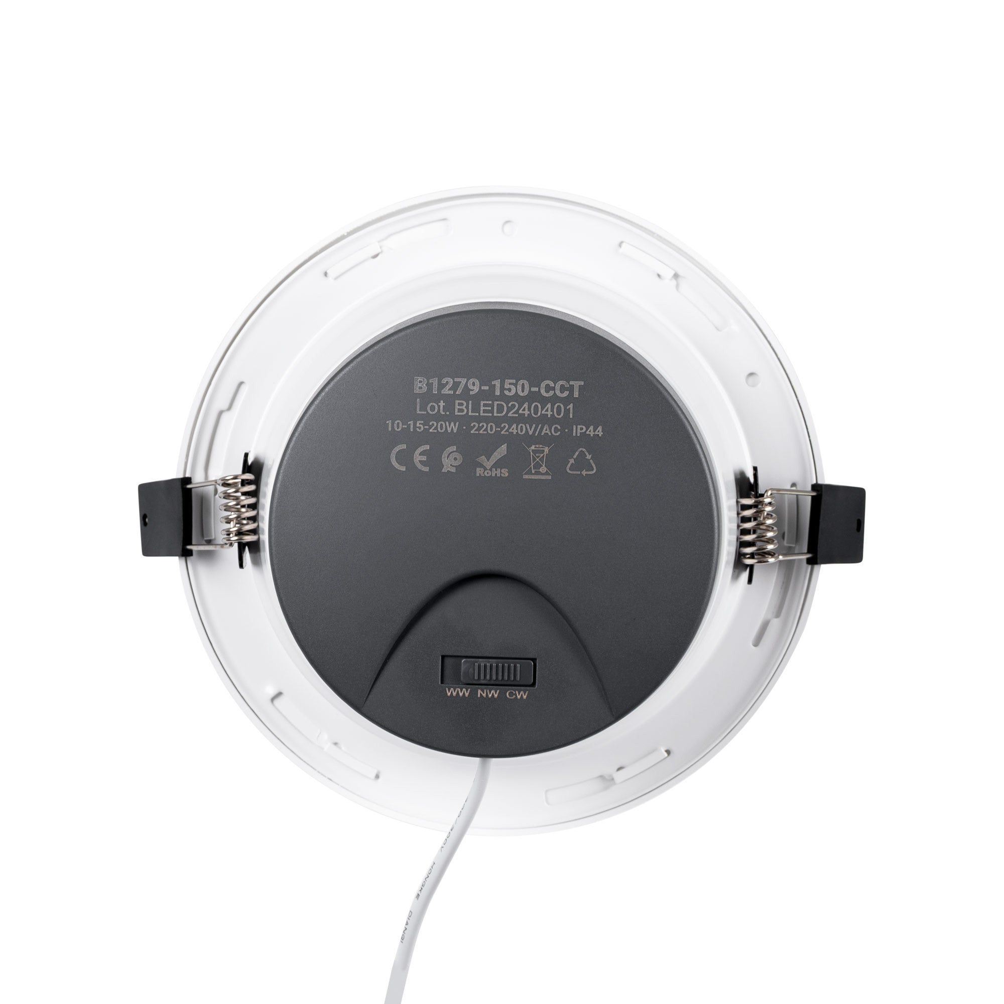 Downlight LED IP44 potencia ajustable 10W/15W/20W - CCT - 100lm/W - Corte Ø 150mm