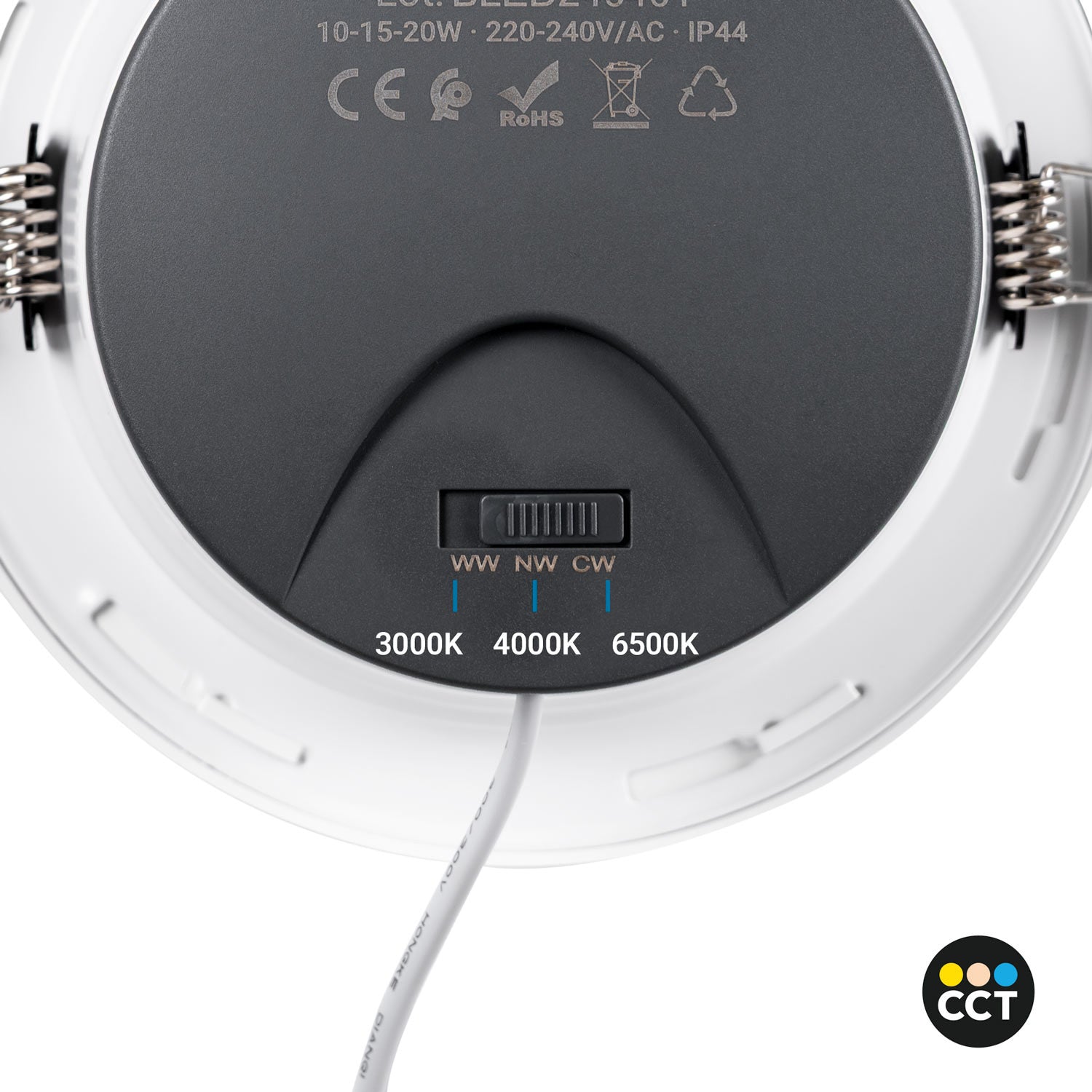 Downlight LED IP44 potencia ajustable 10W/15W/20W - CCT - 100lm/W - Corte Ø 150mm
