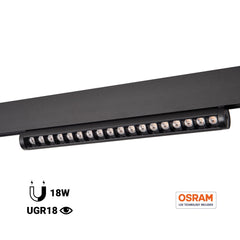 Foco lineal orientable para carril magnético 48V - 18W - Chip OSRAM - UGR18 - CRI90
