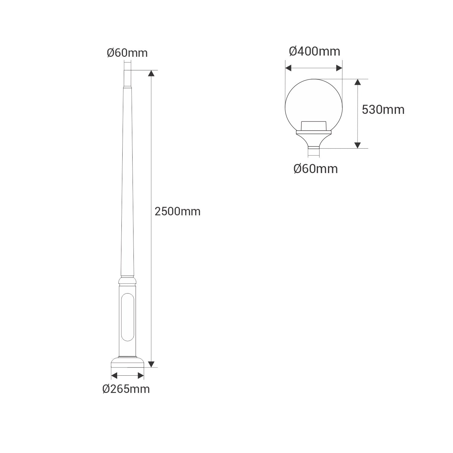 Poste de luz exterior "GLOBE 400 MODERN" Fumagalli - 4 opciones - E27