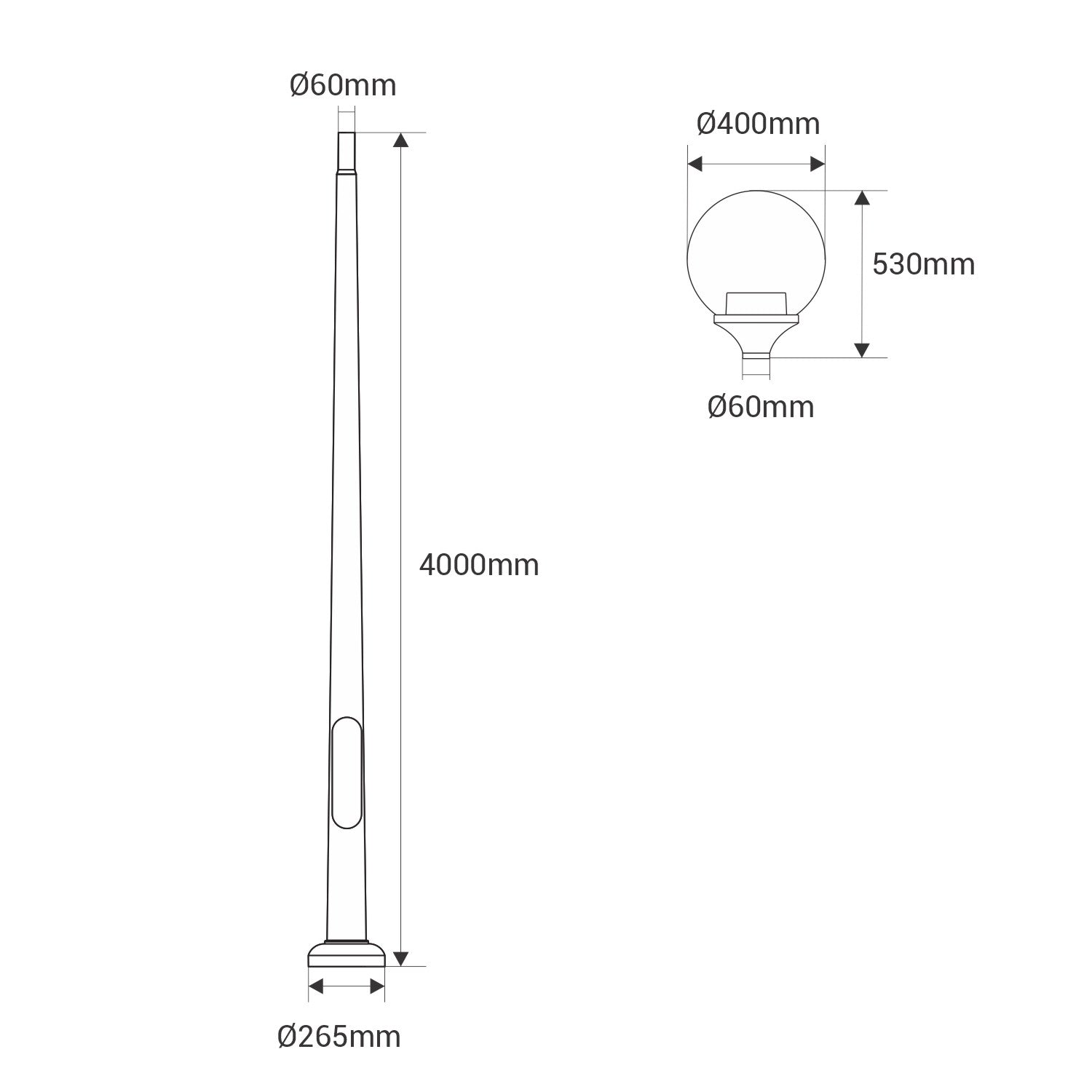 Poste de luz exterior "GLOBE 400 MODERN" Fumagalli - 4 opciones - E27