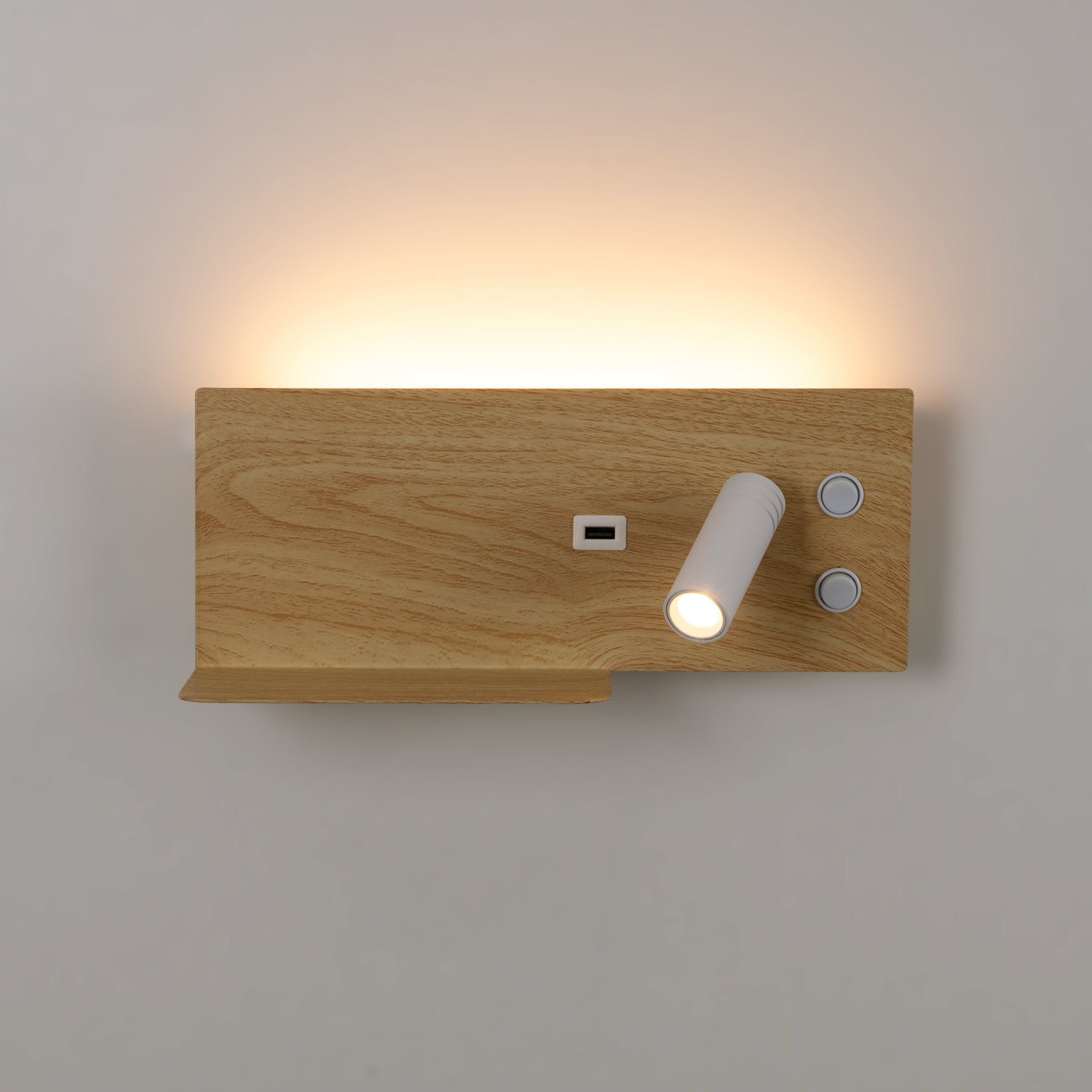 Aplique de pared para lectura con puerto USB "Kerta" - Iluminación doble - 3W+7W
