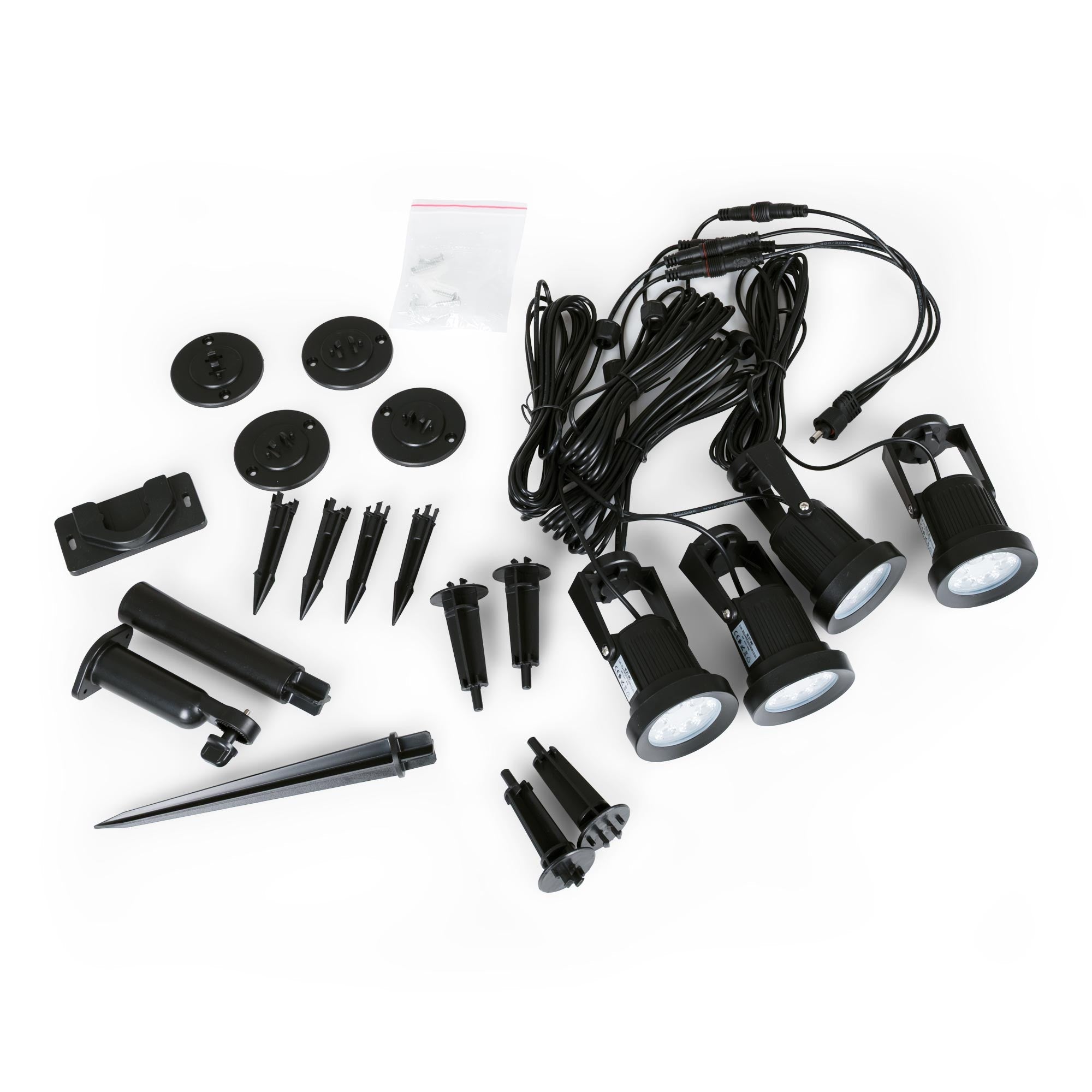 Kit x 4 focos solares exterior con panel solar - 5W - IP66 - 3000K