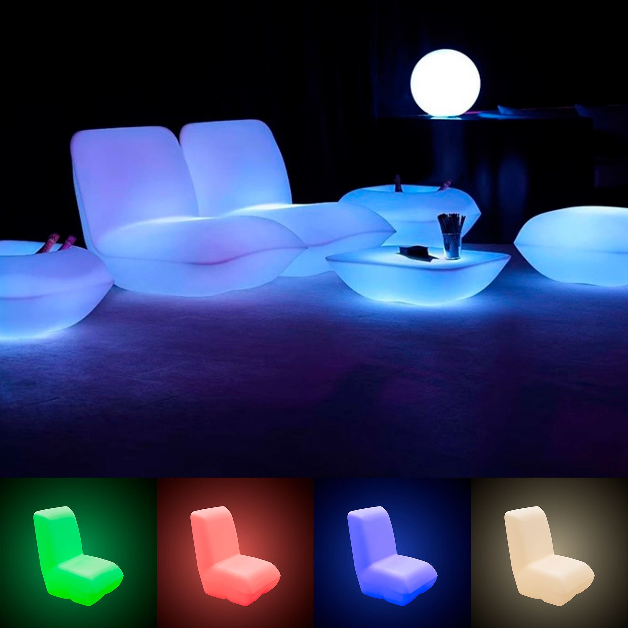 Asiento luminoso LED RGBW - 16W - Recargable