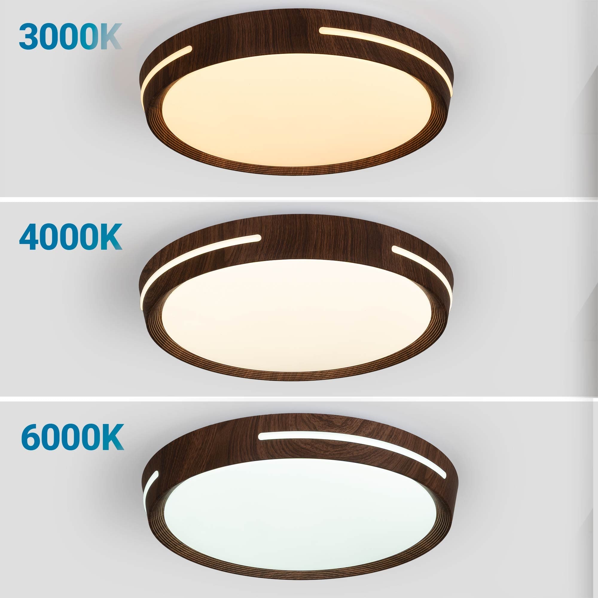 Plafón de techo LED CCT - 24W - Efecto lateral - Color madera Ø40cm