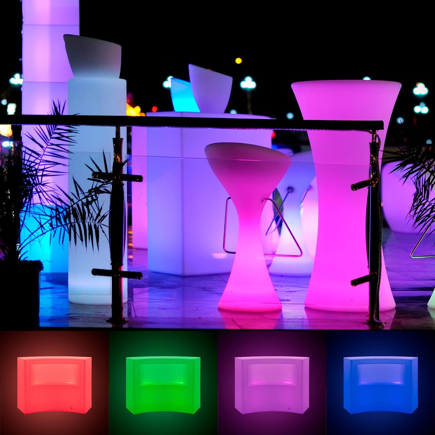 Barra de bar LED RGBW - 2 x 5W - Recargable - Diseño curvo