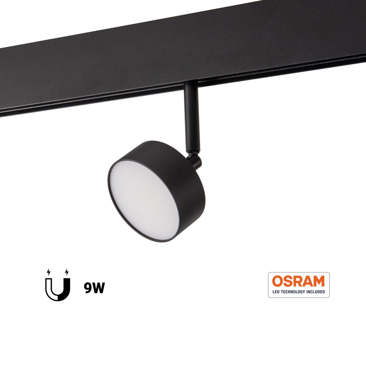 Luminaria circular LED para carril magnético 48V - 9W - Ø7.5cm - CRI90 - Chip OSRAM