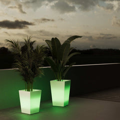 Macetero cuadrado LED RGBW - 12W - Recargable - Mando a distancia