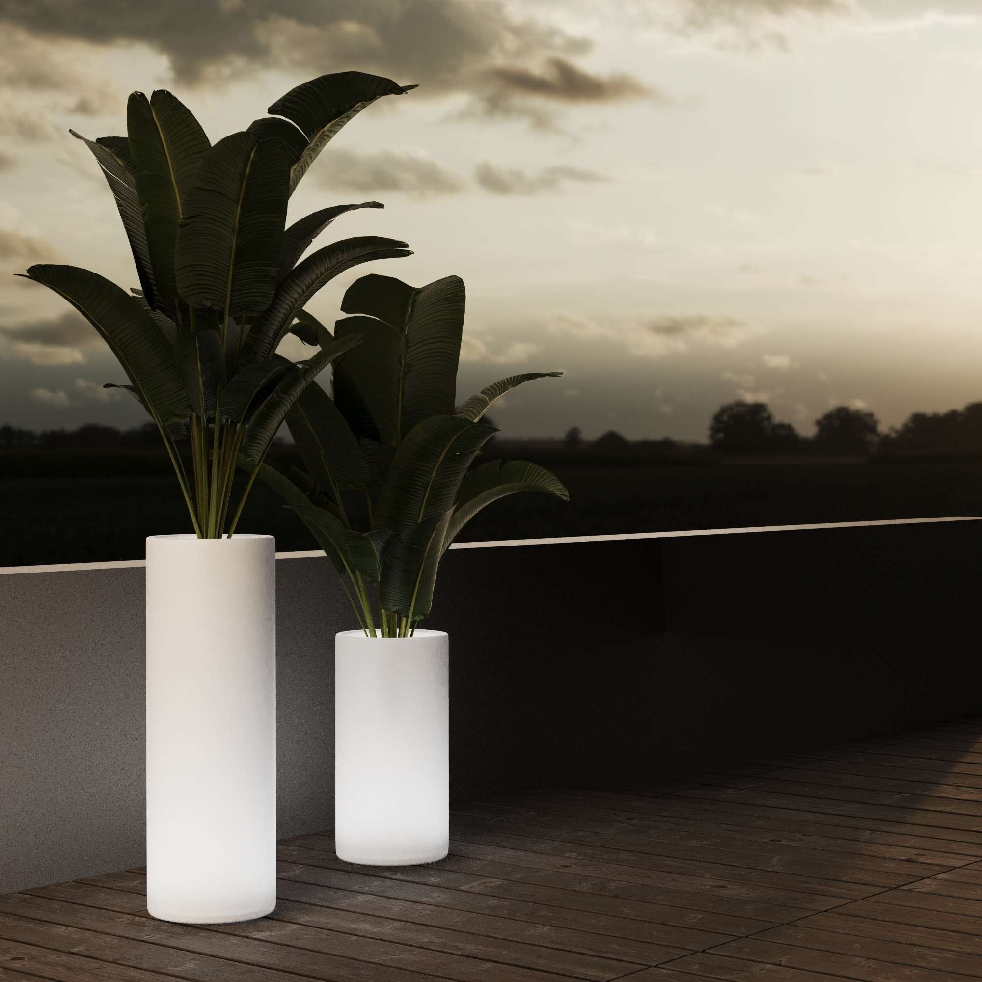 Macetero cilíndrico LED RGBW - 7W - 115 x Ø 40cm - Recargable