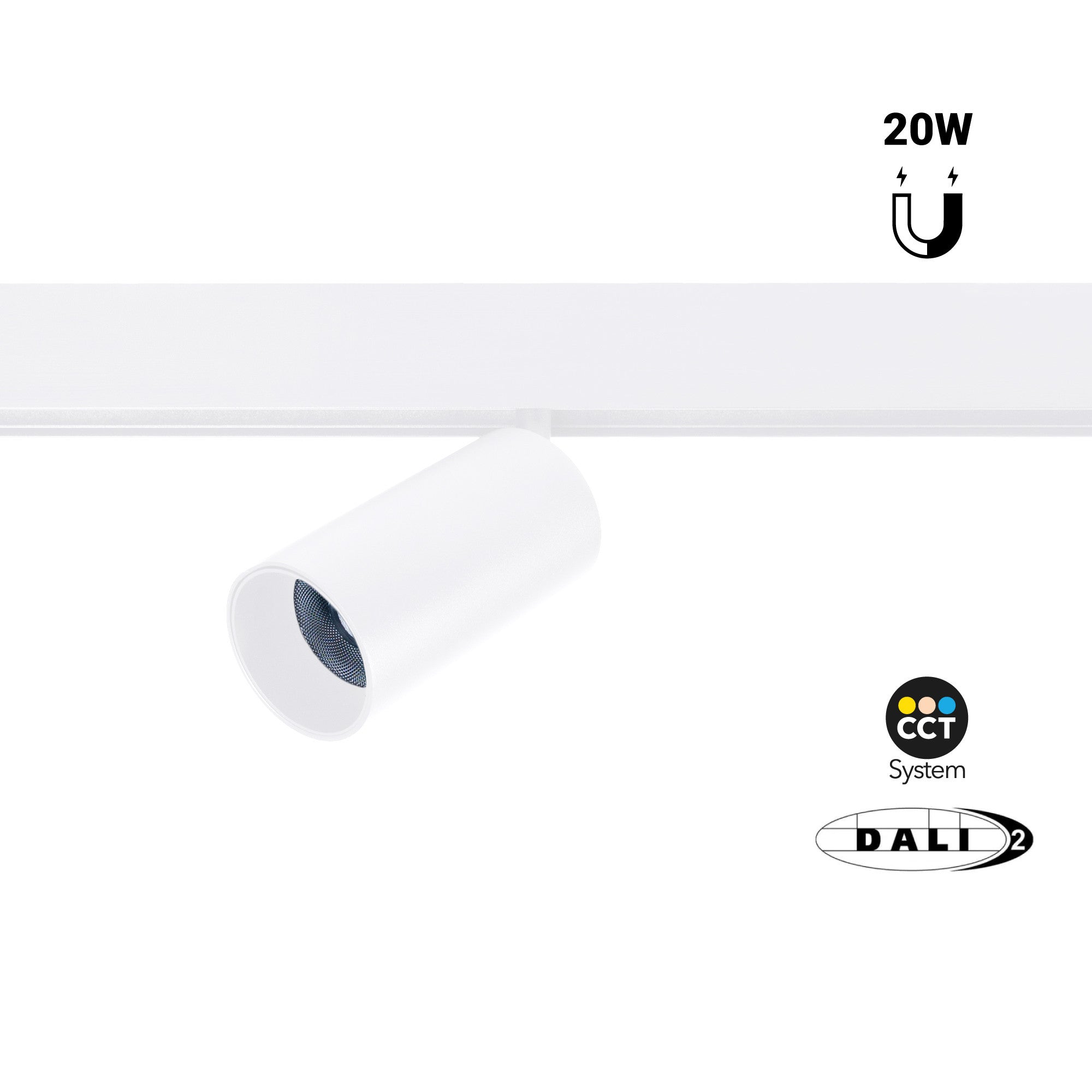 Foco LED para carril magnético 48V - 20W - DALI-2 regulable