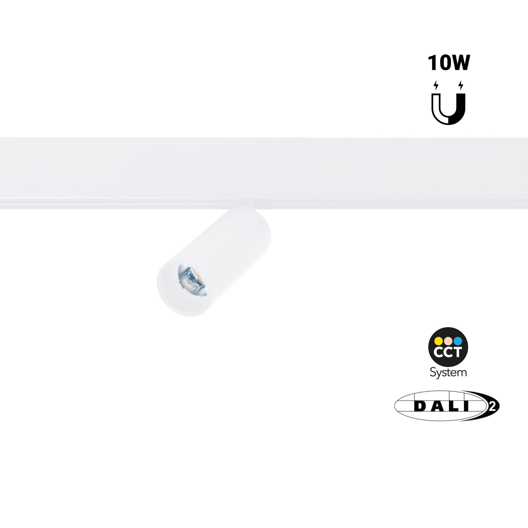 Foco LED para carril magnético 48V - 10W - DALI-2 regulable - Negro