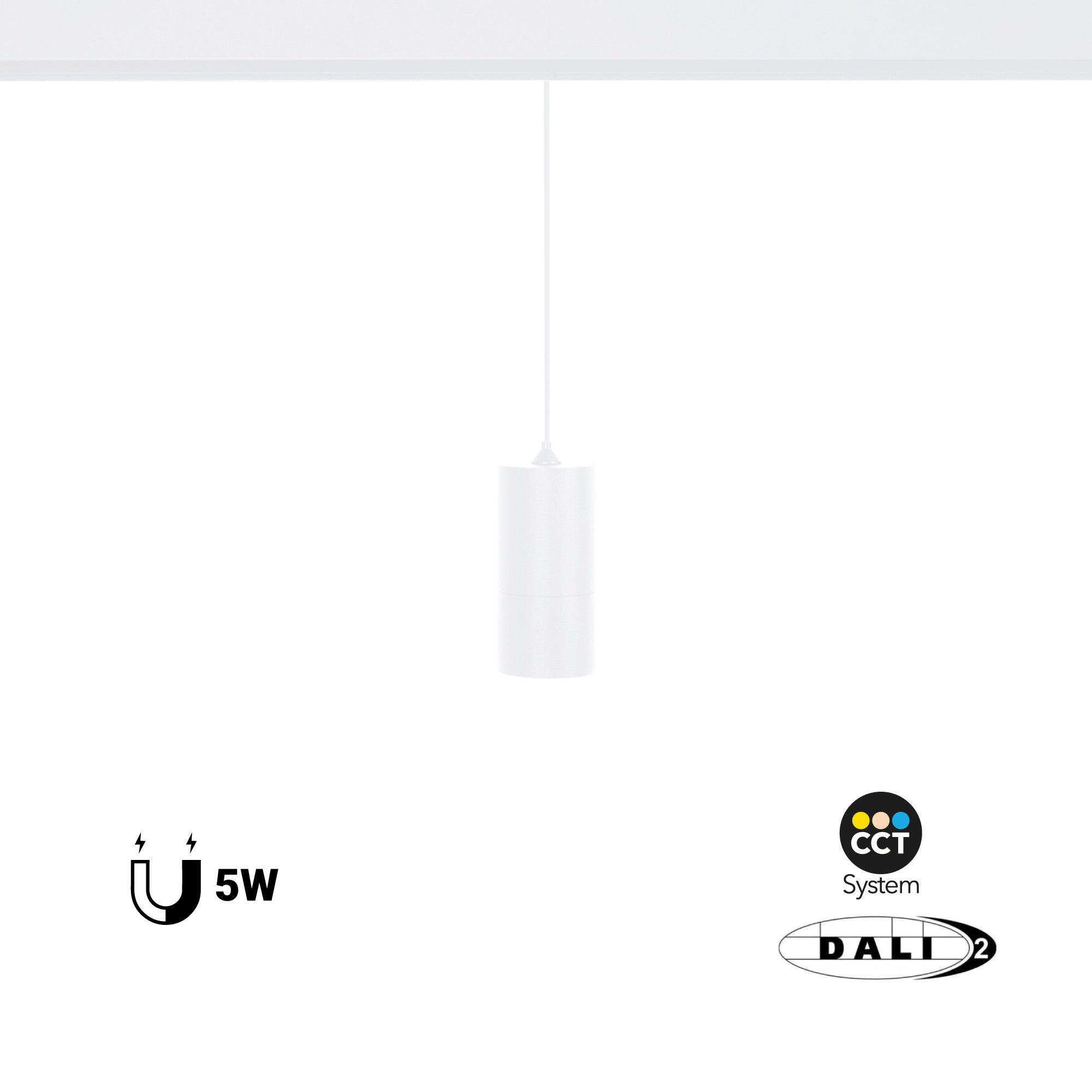 Foco de suspensión LED para carril magnético 48V - 5W - DALI-2 regulable