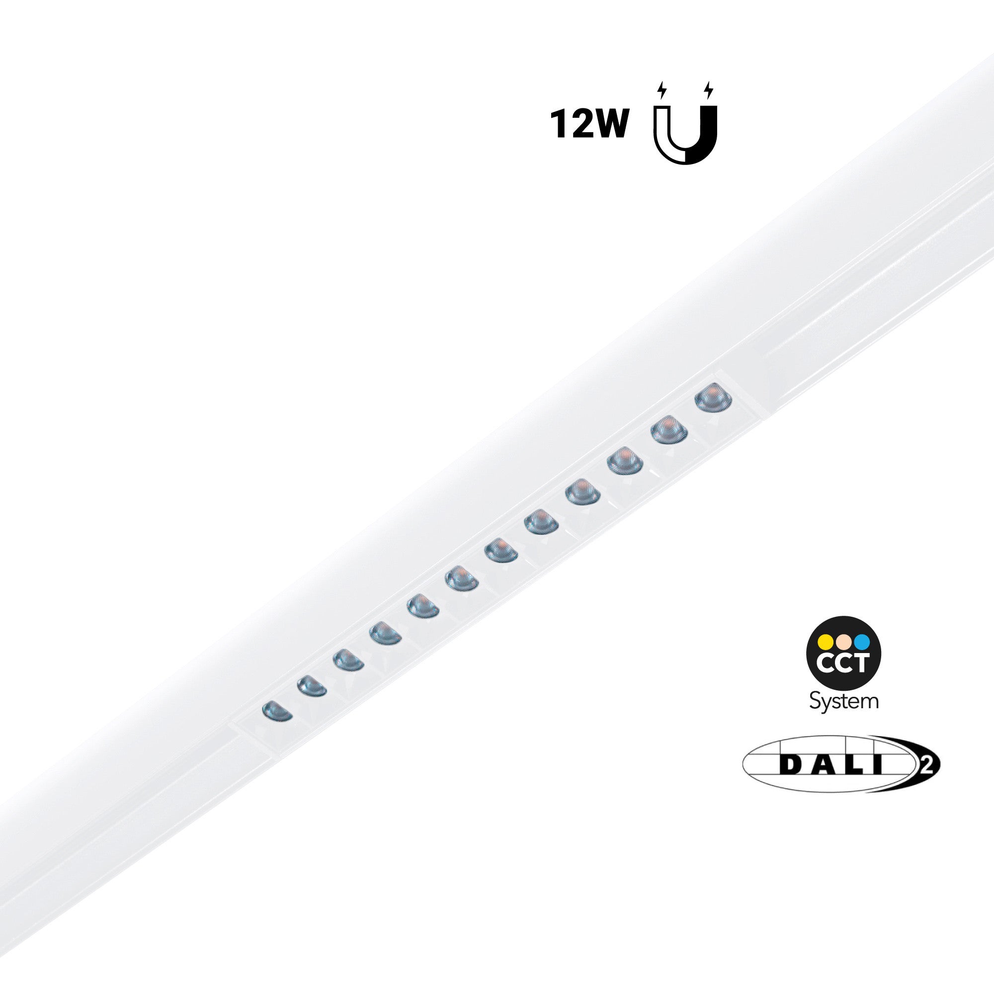 Foco lineal para carril magnético 48V CCT - 12W - DALI-2 regulable - UGR18