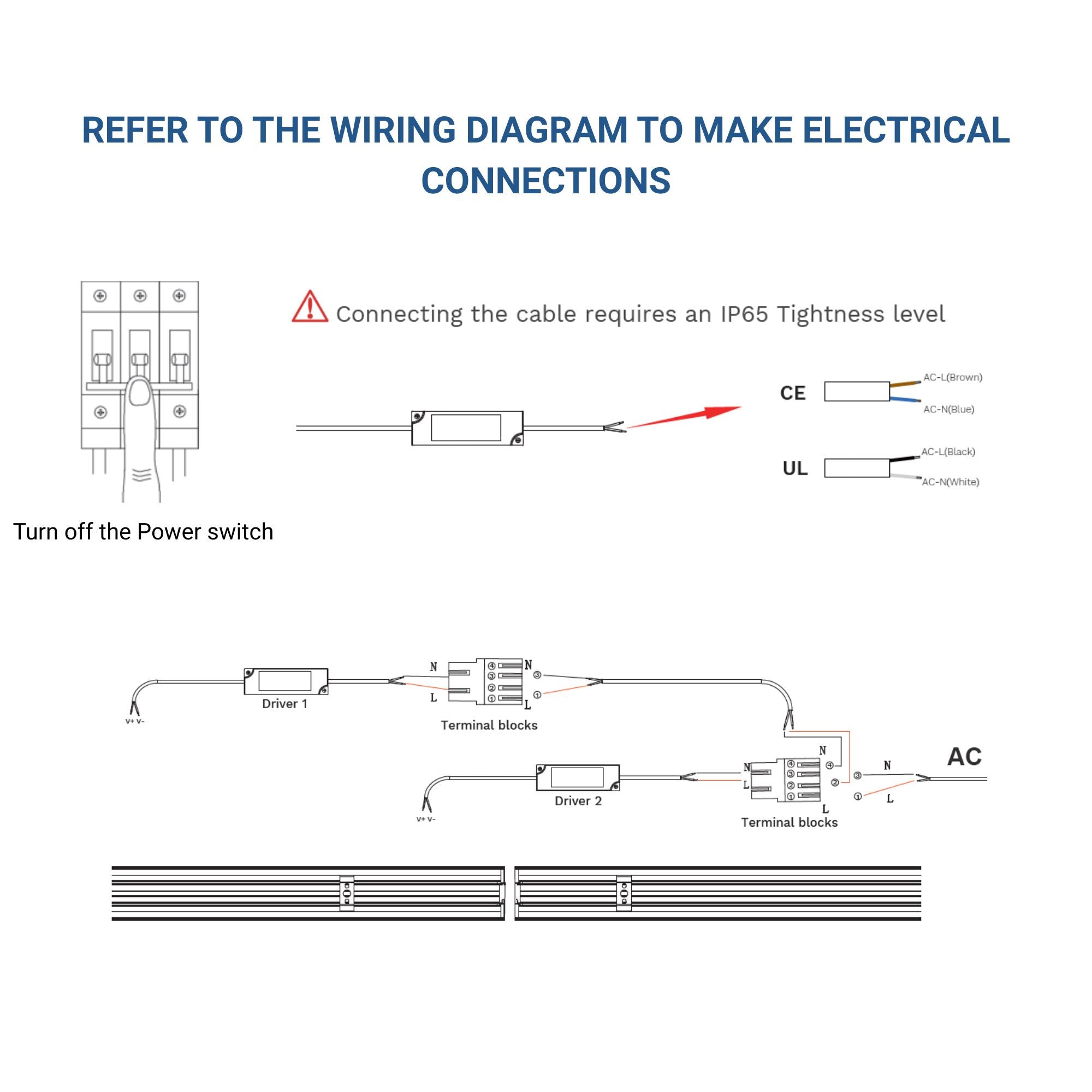 Barra lineal LED de alta potencia - 60W - 150cm - Enlazable - IP20