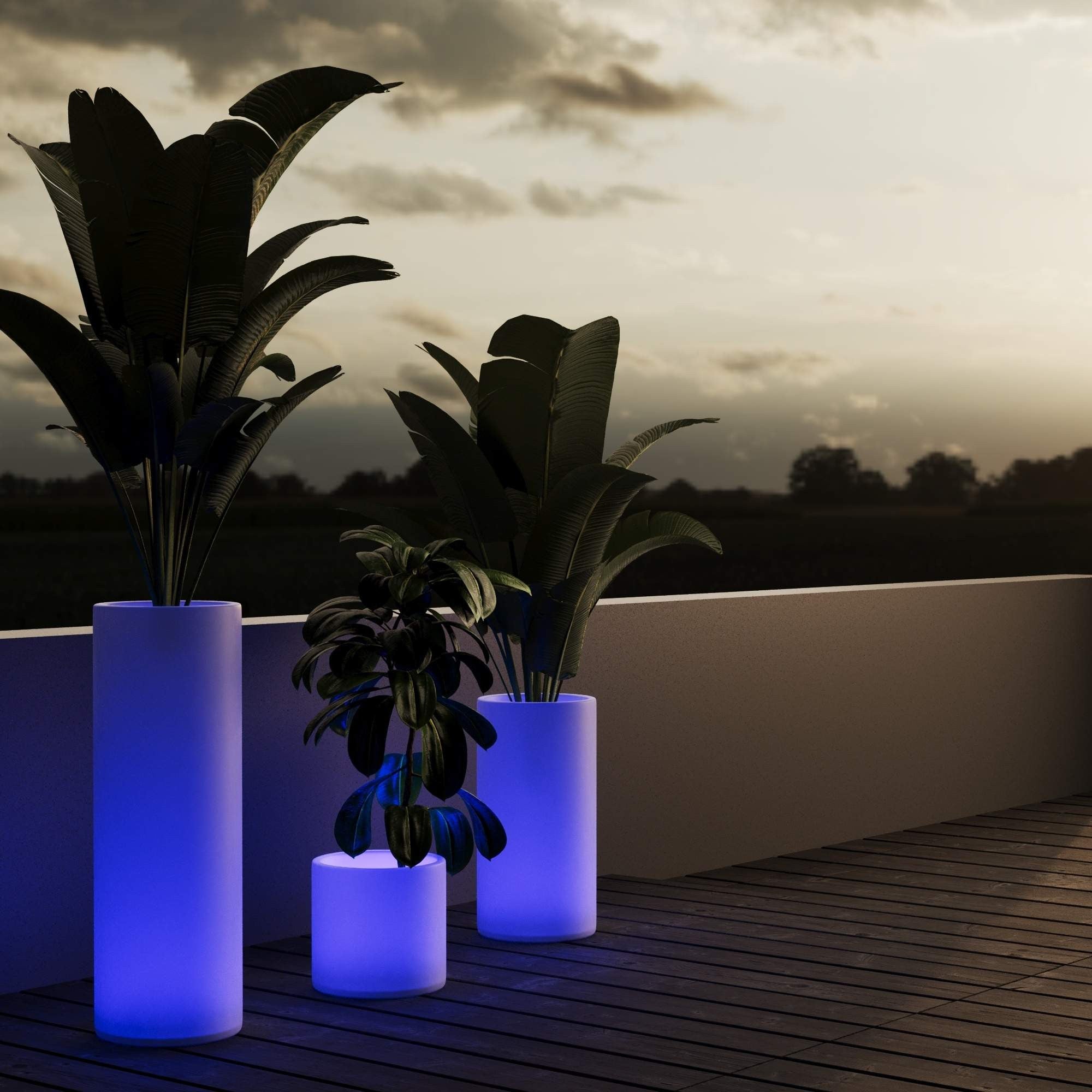 Macetero cilíndrico LED RGBW - 5W - 40 x Ø 40cm - Recargable