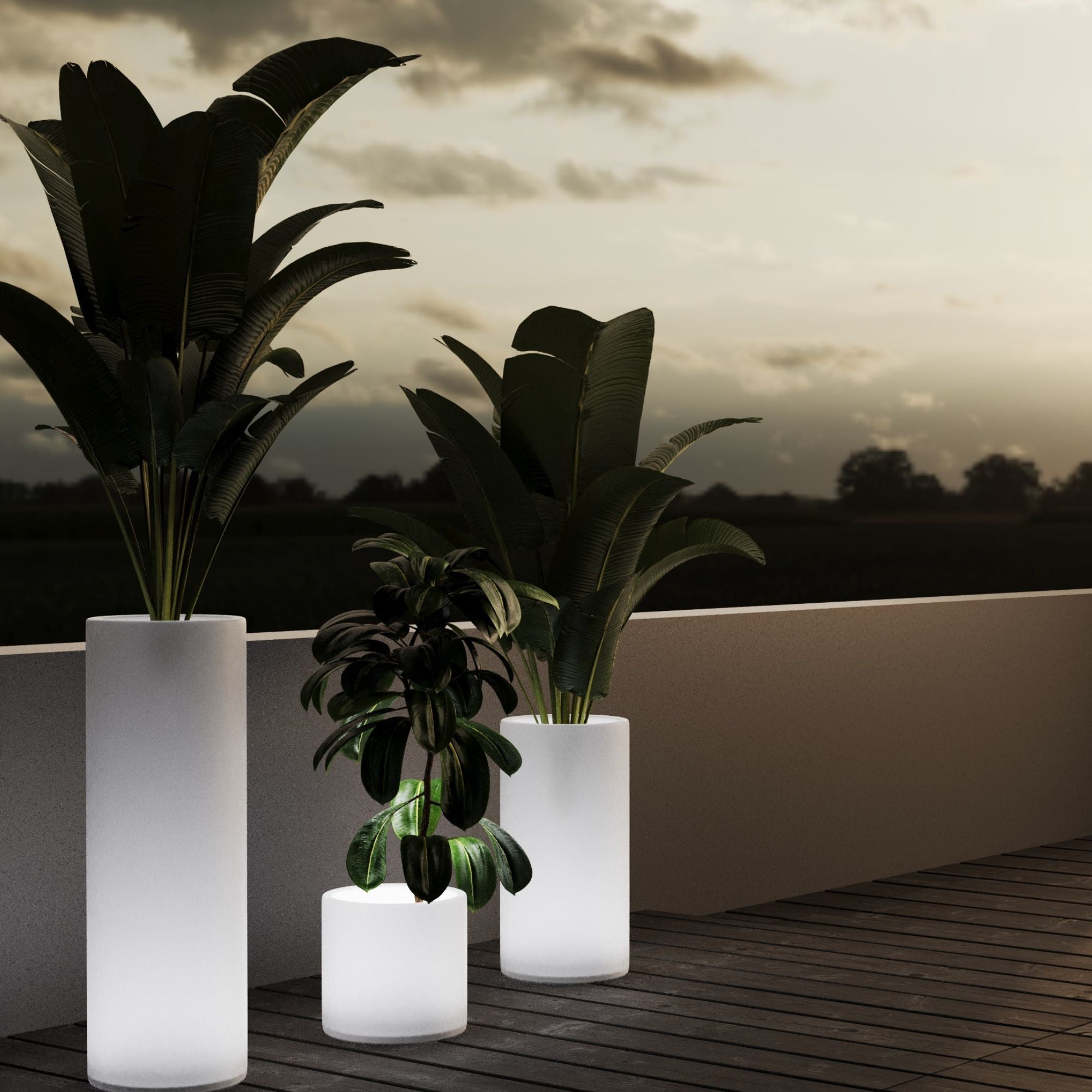 Macetero cilíndrico LED RGBW - 5W - 80 x Ø 40cm - Recargable