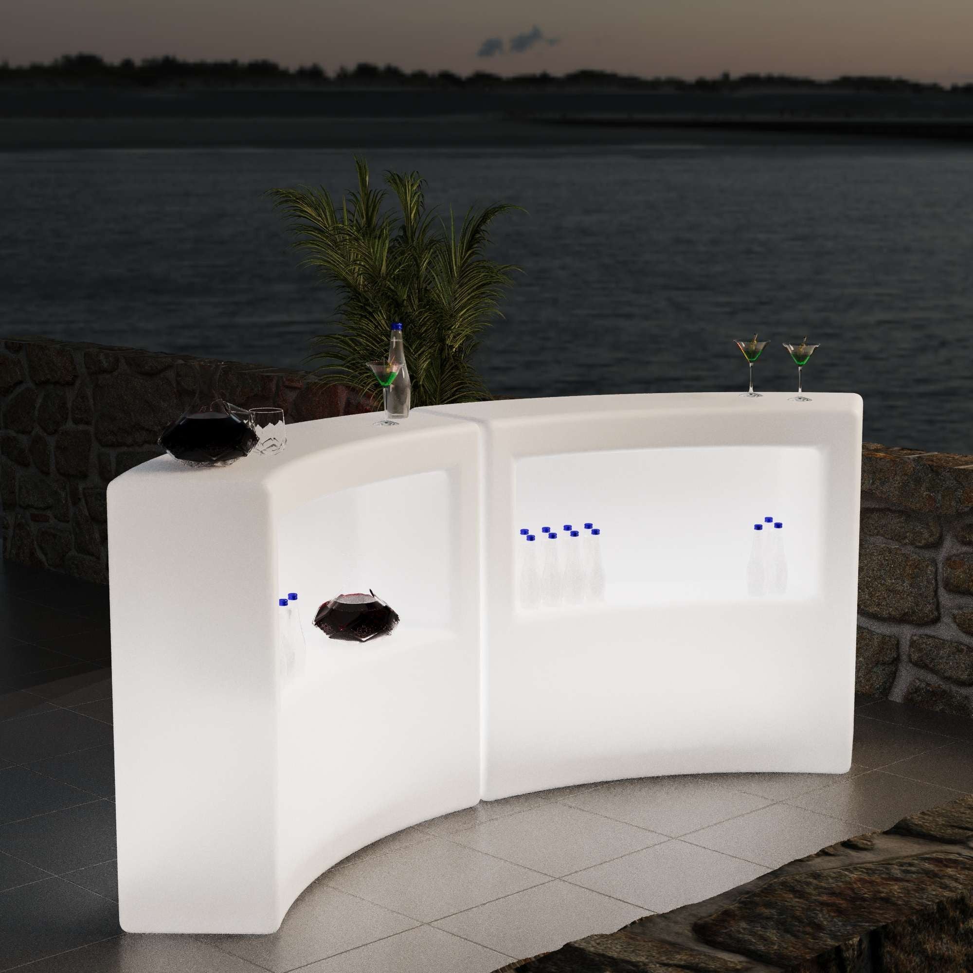 Barra de bar LED RGBW - 2 x 5W - Recargable - Diseño curvo