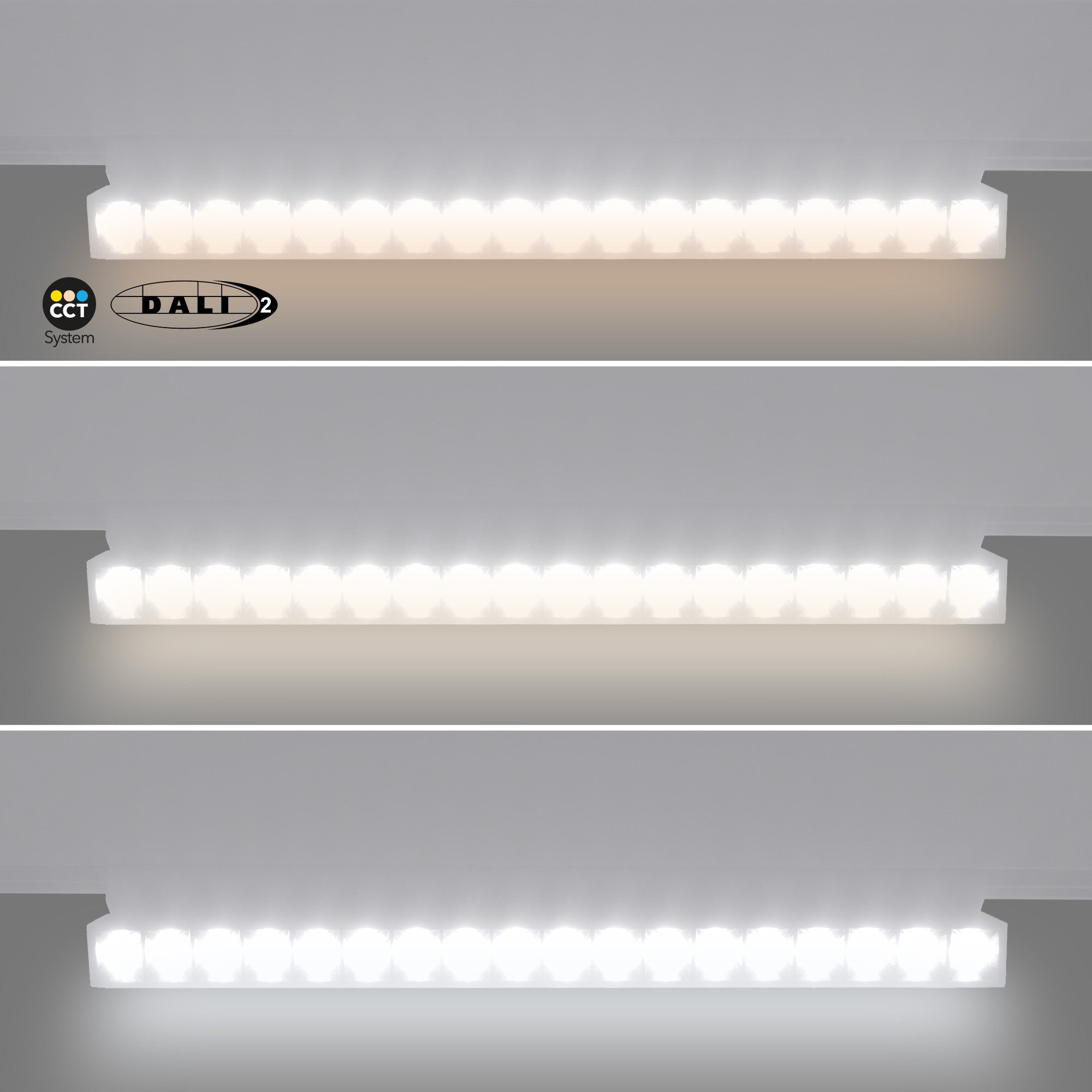 Foco lineal orientable para carril magnético 48V CCT - 18W - Regulación DALI-2 - UGR18