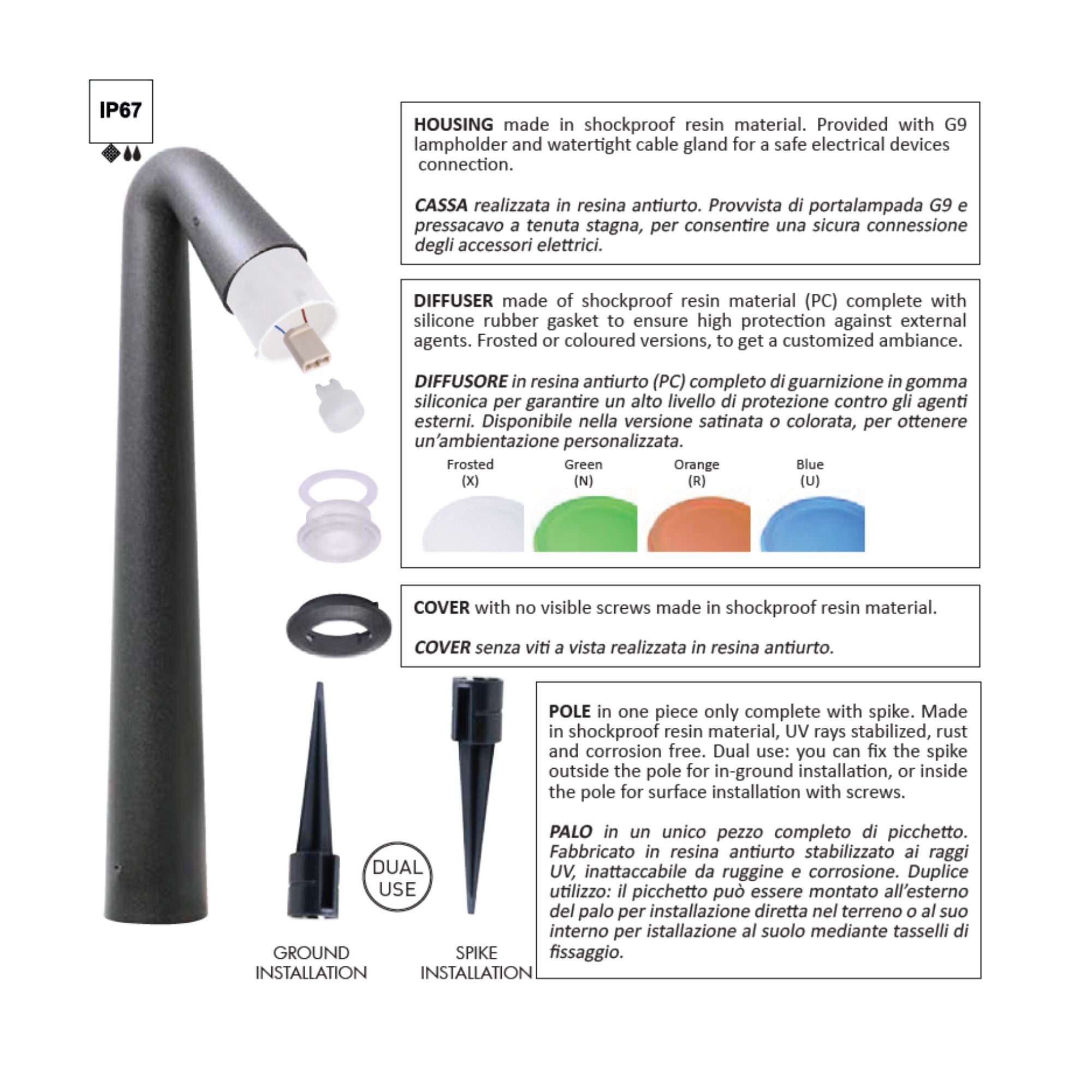 Bolardo para caminos LED STEVEN Fumagalli G9 IP67