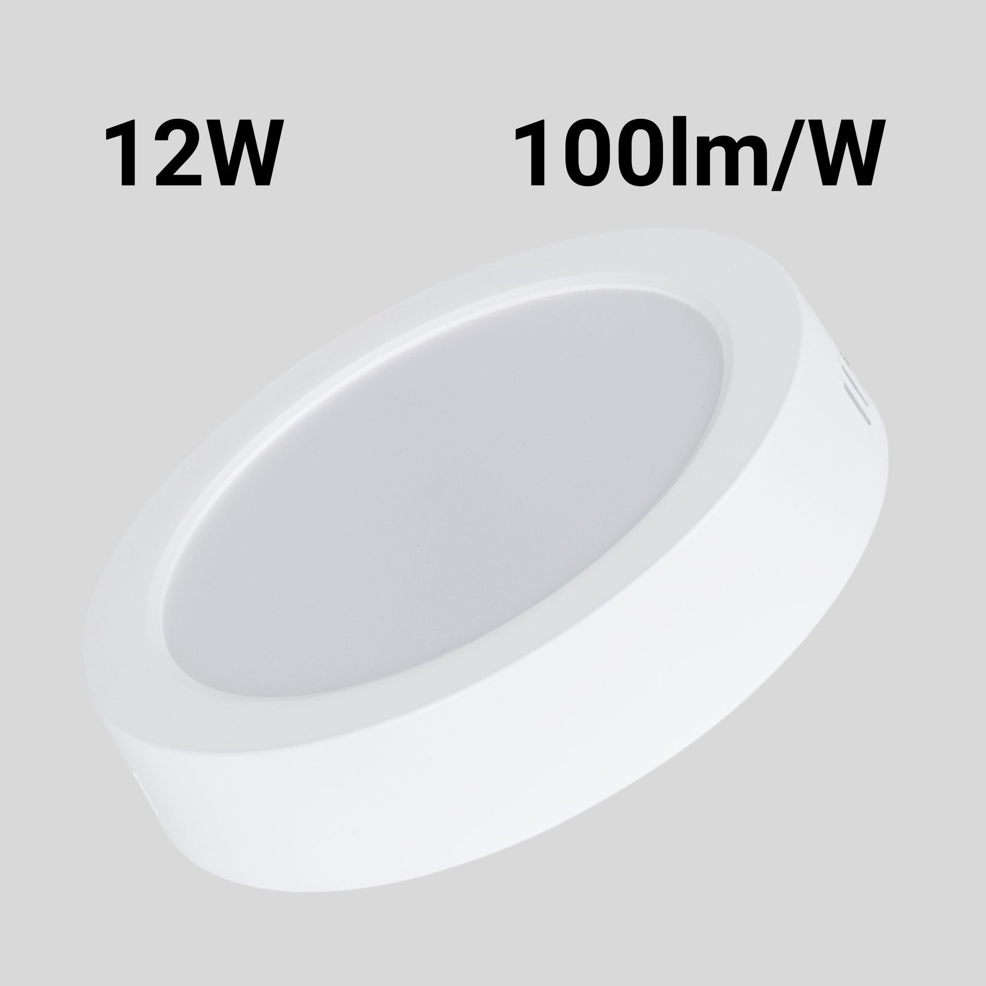 Plafón LED redondo de superficie - 12W - Alta Eficiencia