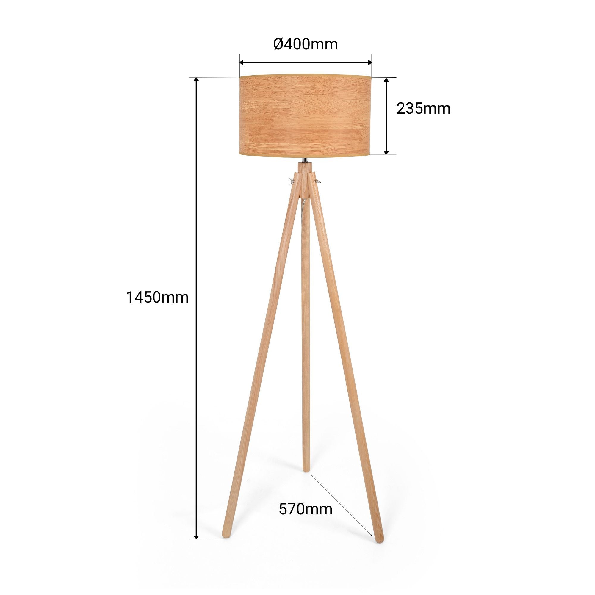 Lámpara de pie trípode "MARTINE" - Madera -  E27