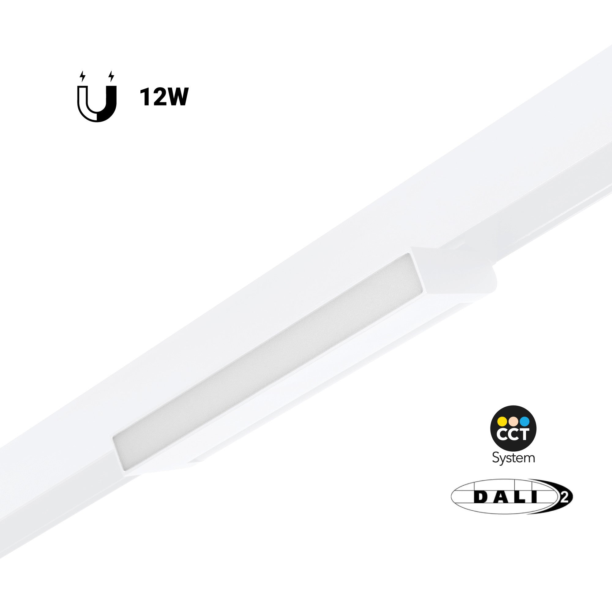 Foco lineal opal orientable carril magnético 48V CCT - 12W - Regulación DALI-2