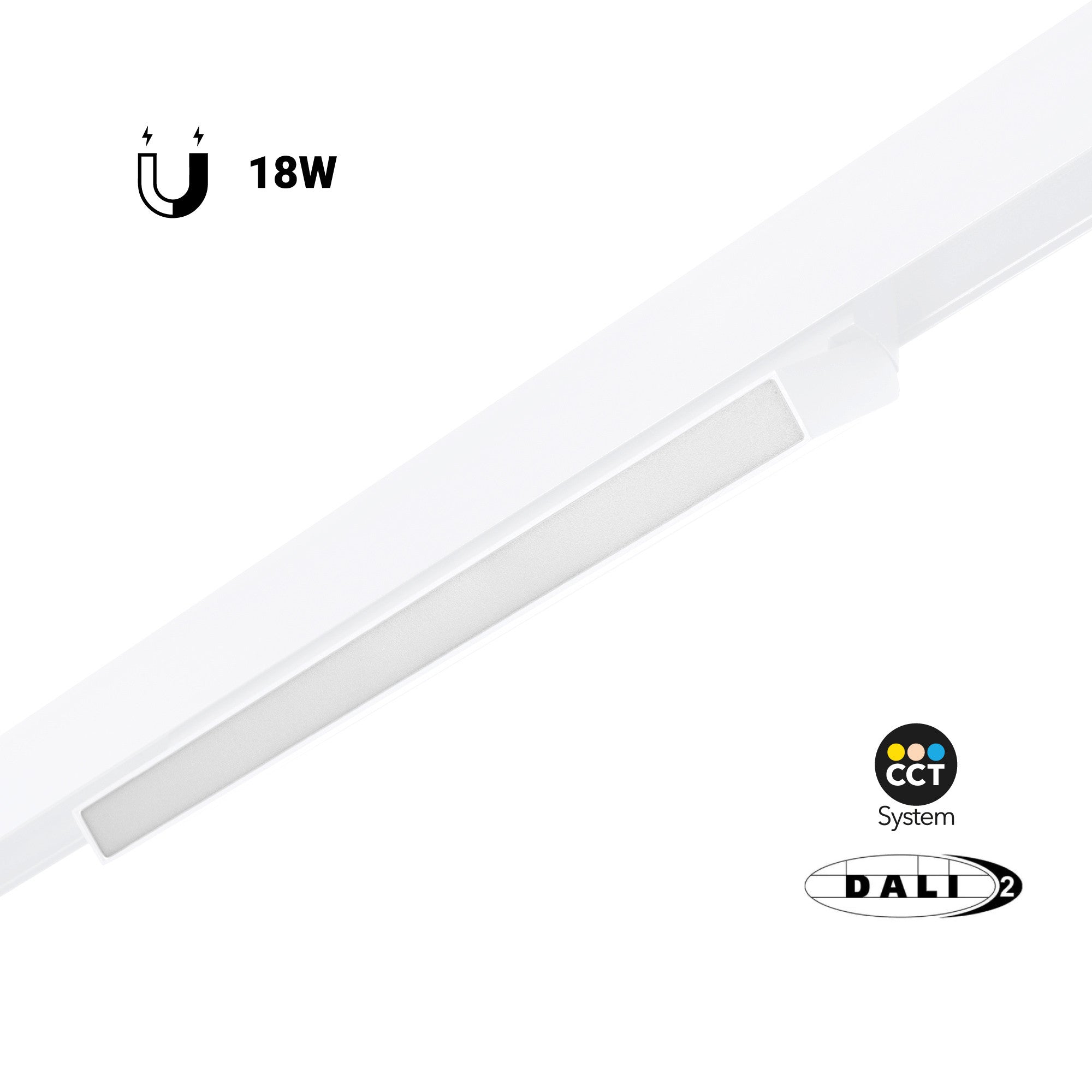 Foco lineal opal orientable carril magnético 48V CCT - 18W - DALI-2 regulable