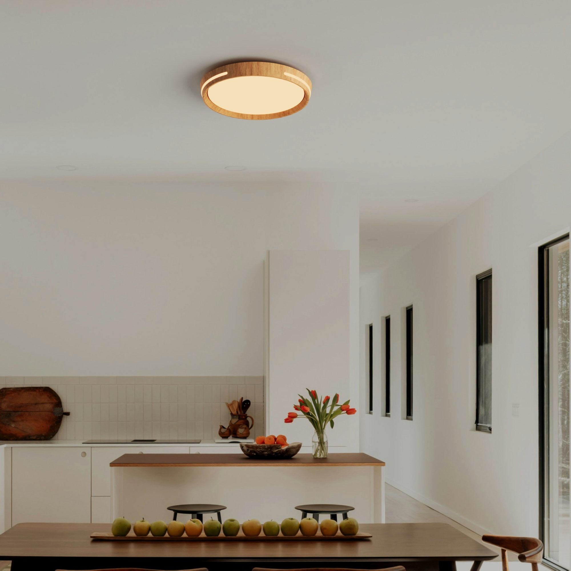 Plafón de techo LED CCT - 24W - Efecto lateral - Color madera Ø40cm