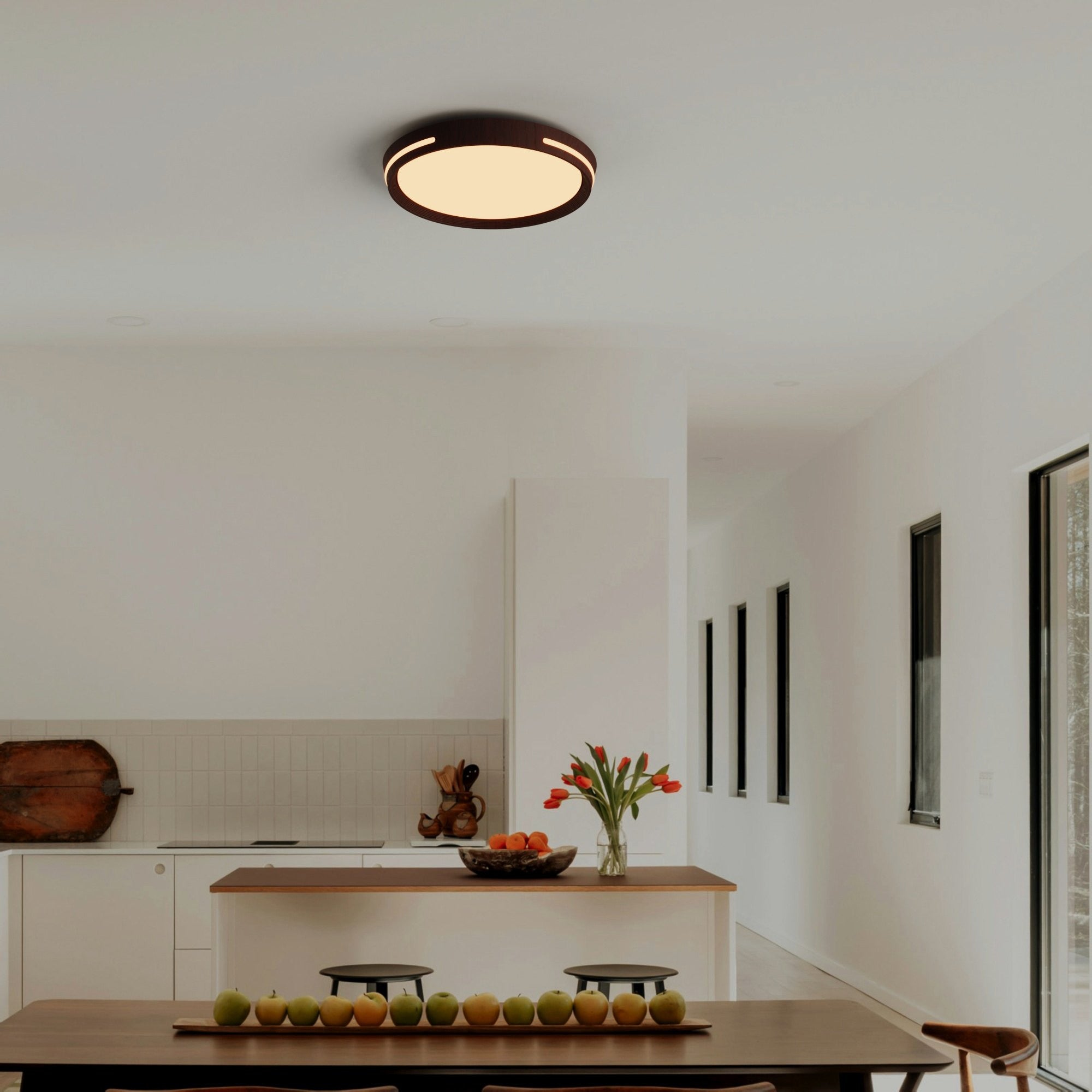 Plafón de techo LED CCT - 24W - Efecto lateral - Color madera Ø40cm