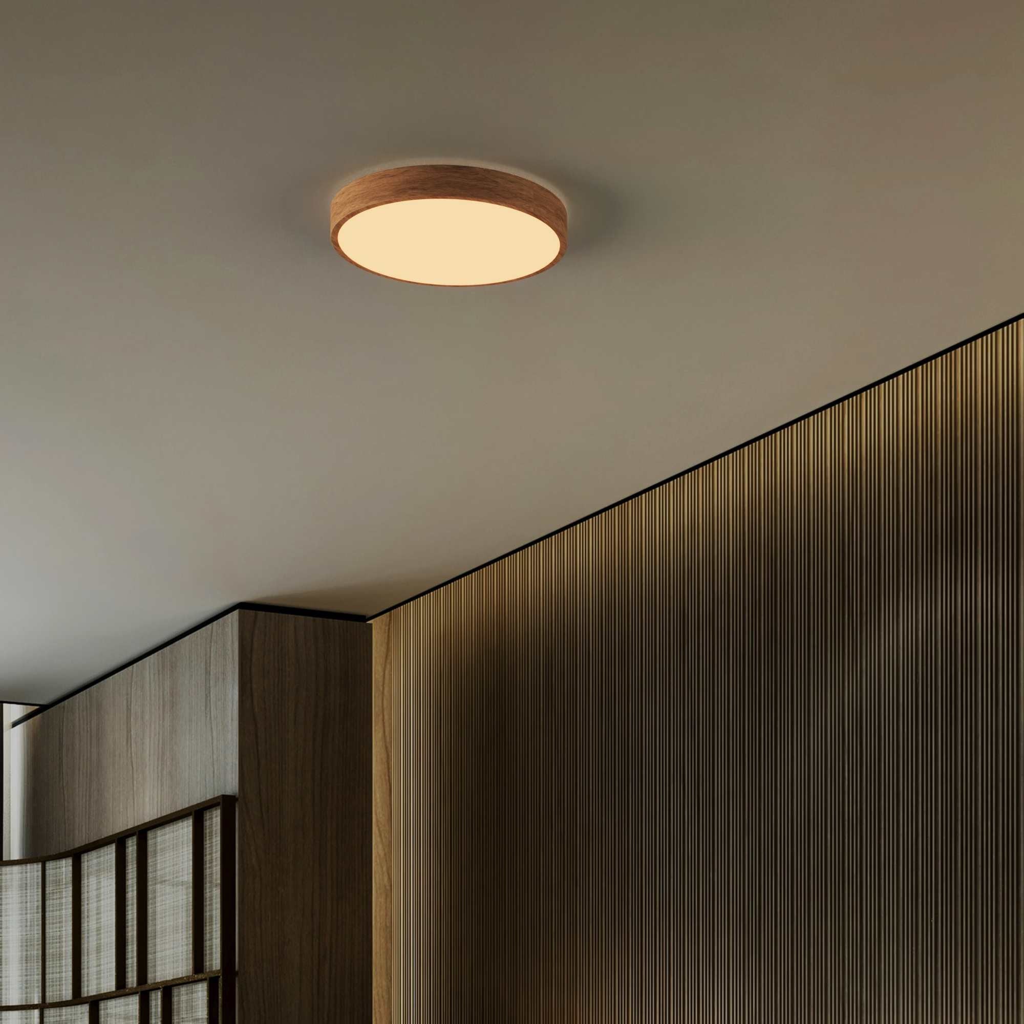 Plafón de techo LED CCT - 24W - Color madera - Ø40cm