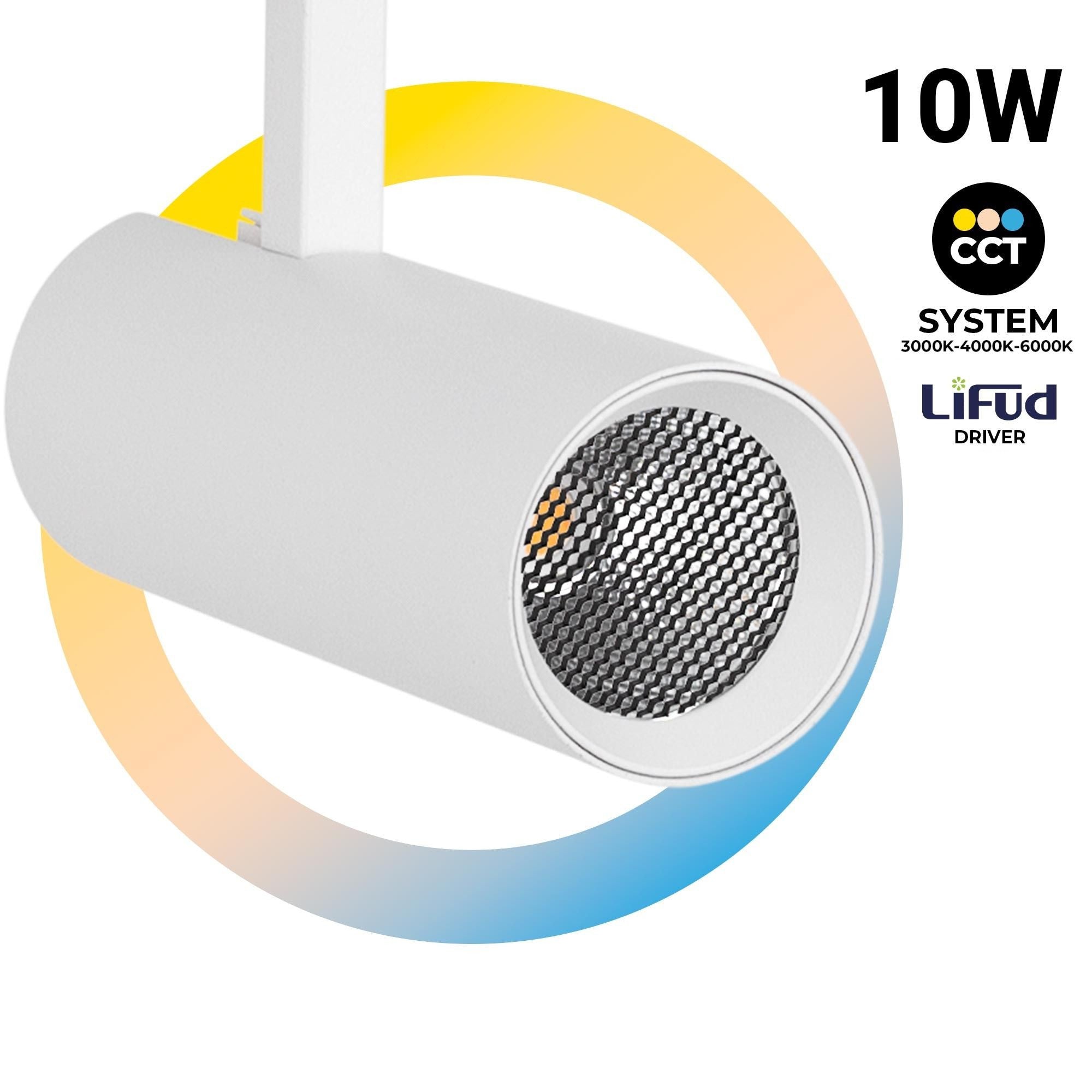 Proyector LED para carril trifásico - 10W - CCT - CRI90 - 860 lm