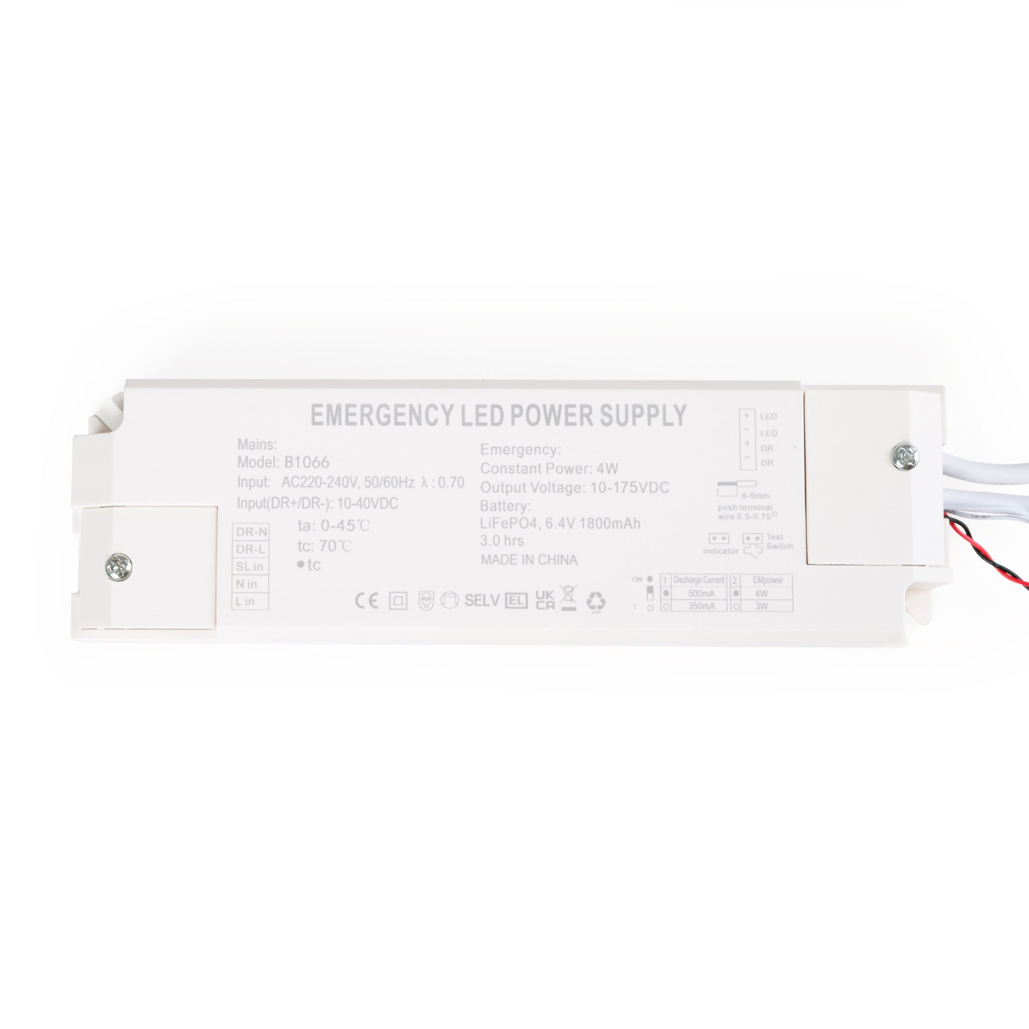 Driver LED para emergencia - Salida 3,3/4,5W - 3h autonomía - Luz 3-80W