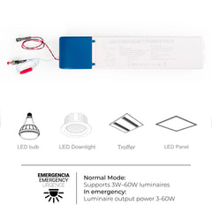 Driver LED para emergencia - Salida 3-60W - 3h autonomía - Luz 3-60W
