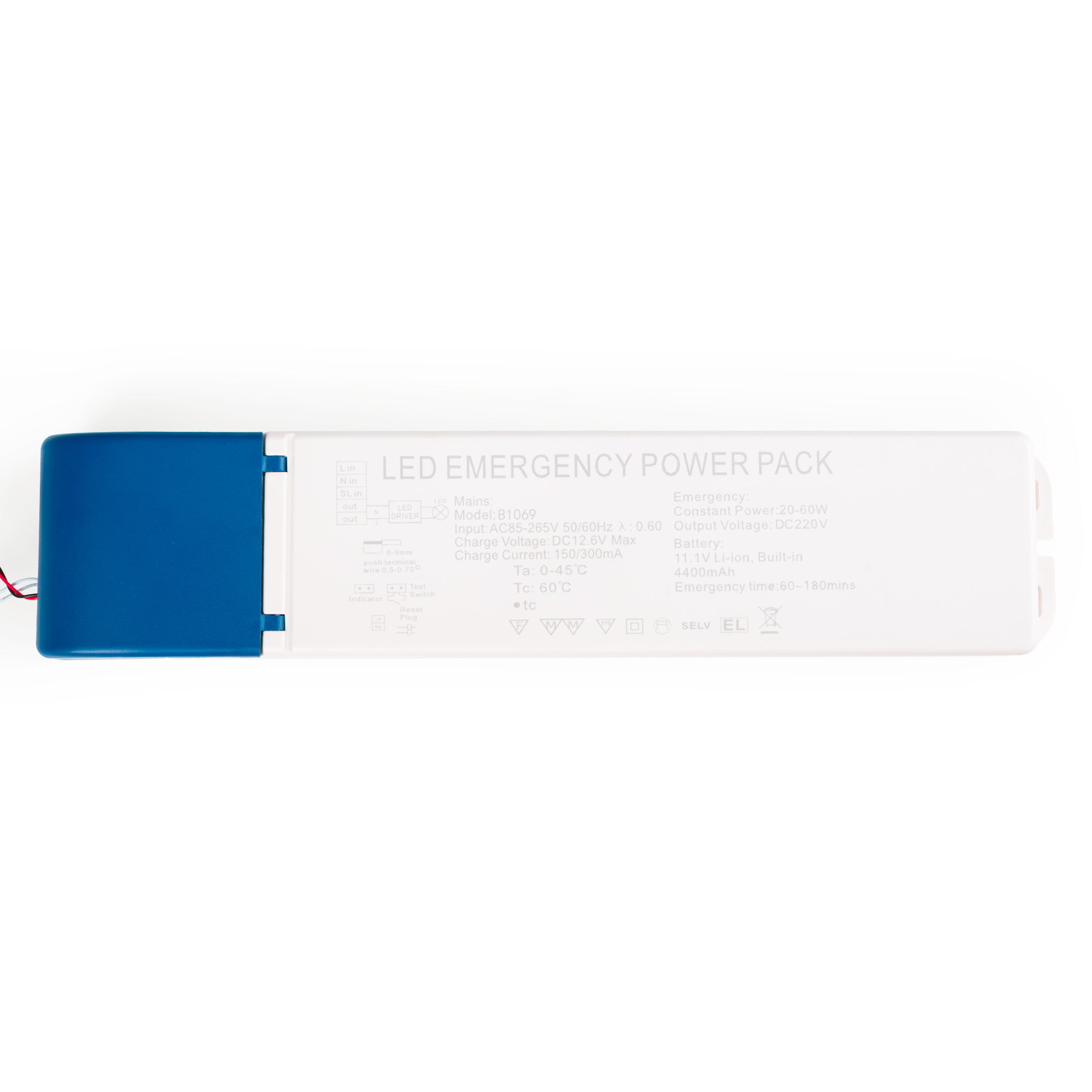 Driver LED para emergencia - Salida 3-60W - 3h autonomía - Luz 3-60W