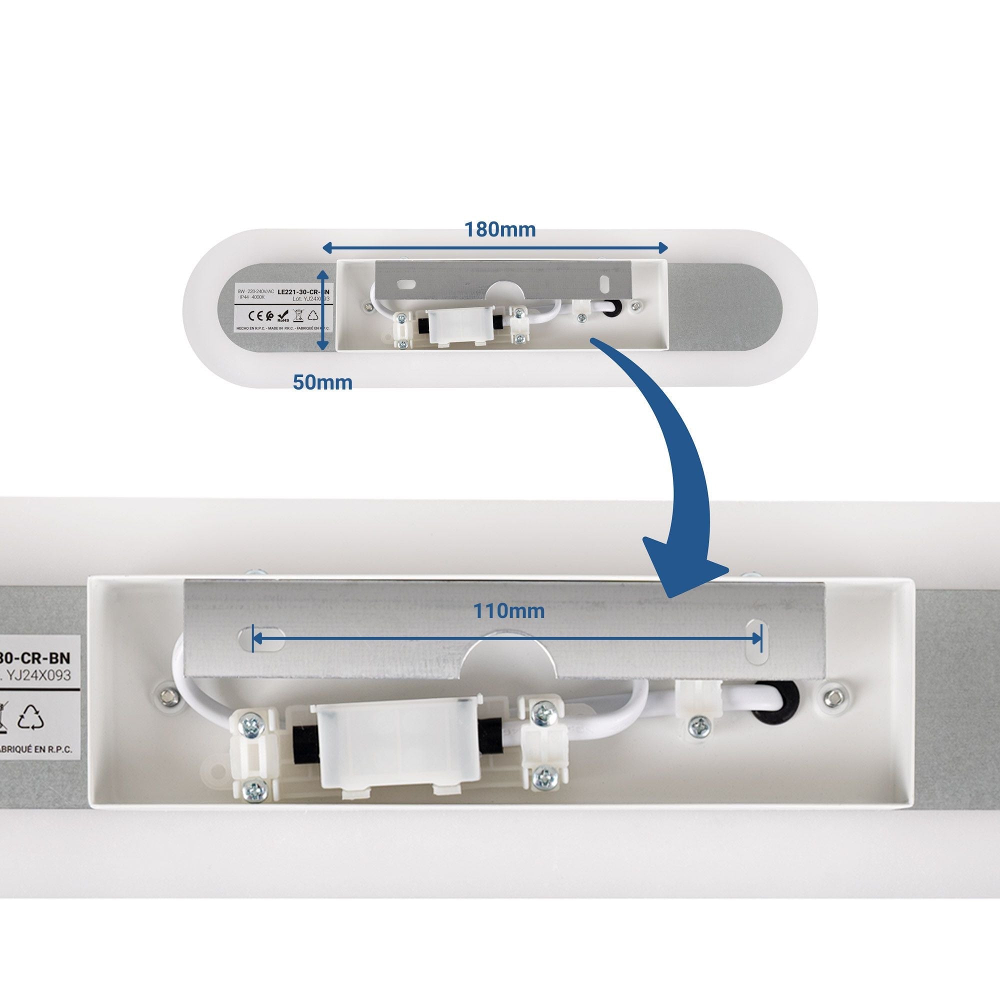 Aplique de pared para baño - 8W - 36 cm - 4000K