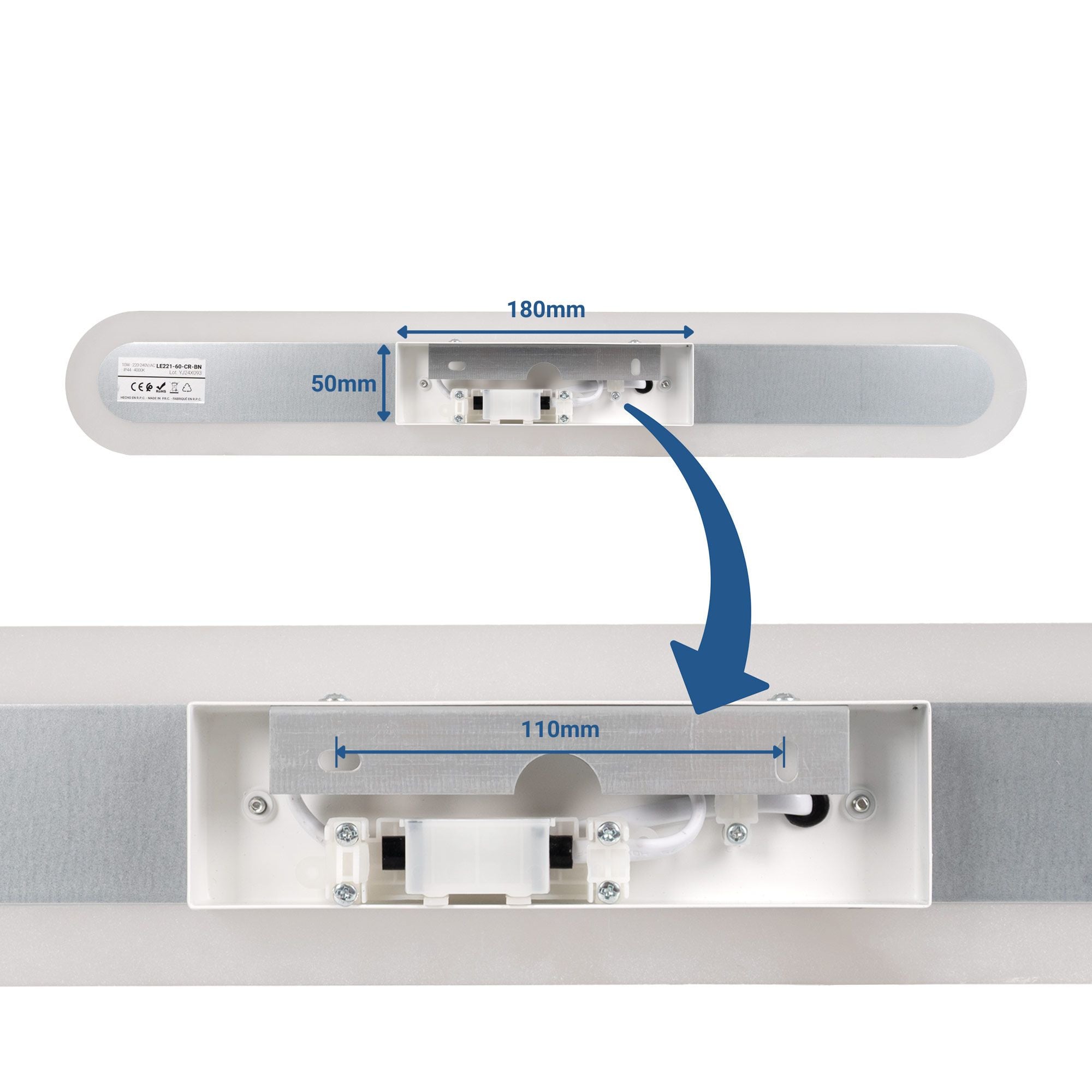 Aplique de pared para baño - 10W - 60 cm - 4000K
