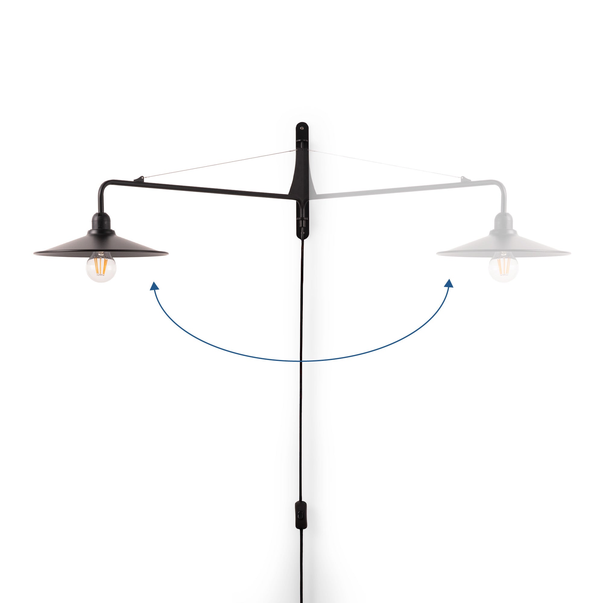 Aplique de pared orientable "PETTI" con cable y enchufe - E27