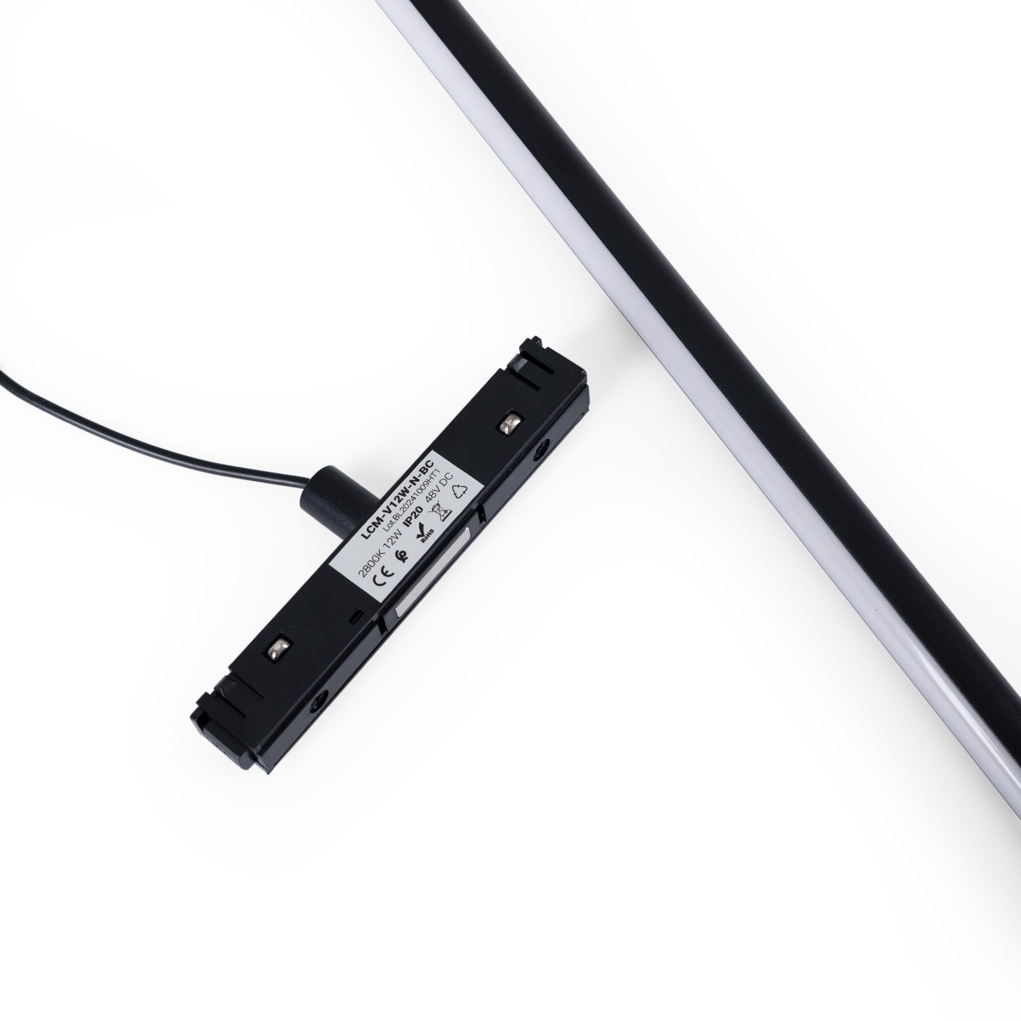Lámpara colgante LED vertical para carril magnético - 48V - 12W - 2800K - Negra